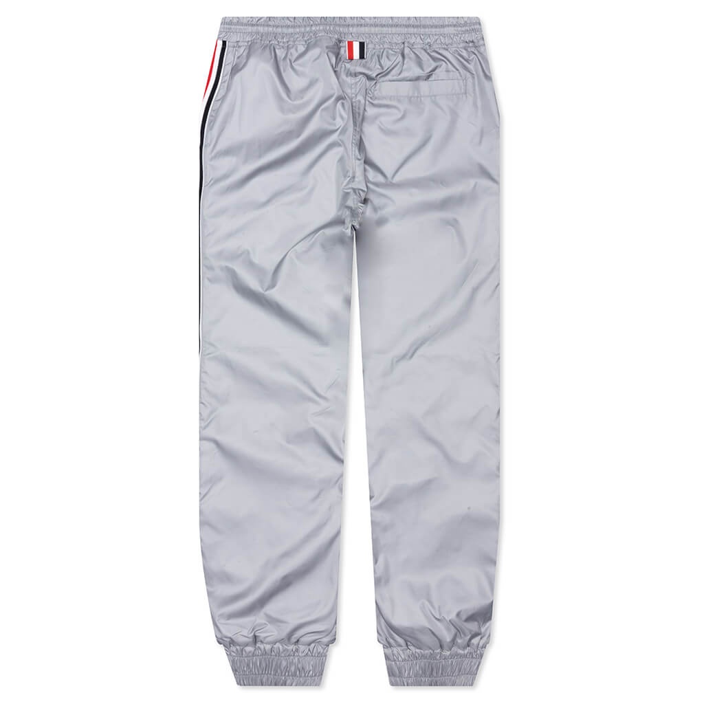 THOM BROWNE RIPSTOP RWB SIDE STRIPE TRACK PANTS - LIGHT GREY - 2