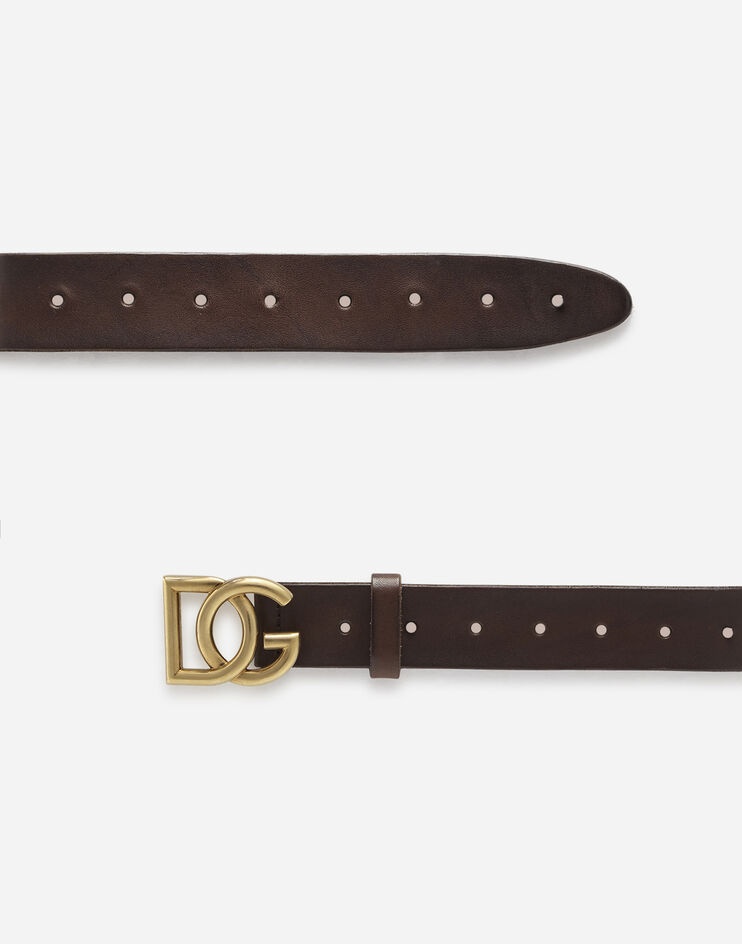 Split-grain leather belt with crossover DG logo - 2