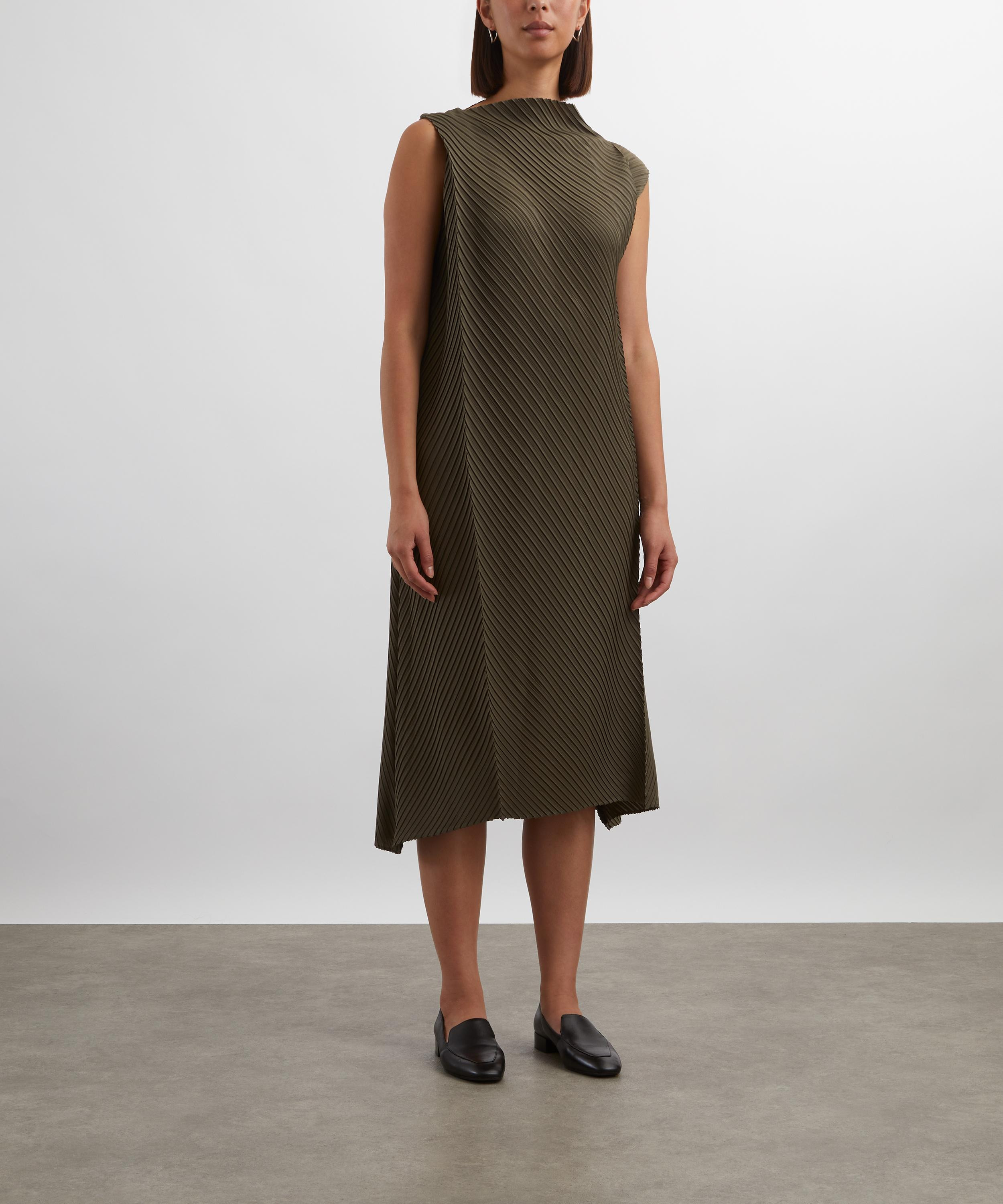 SOFT FOLD PLEATS Khaki Dress - 2