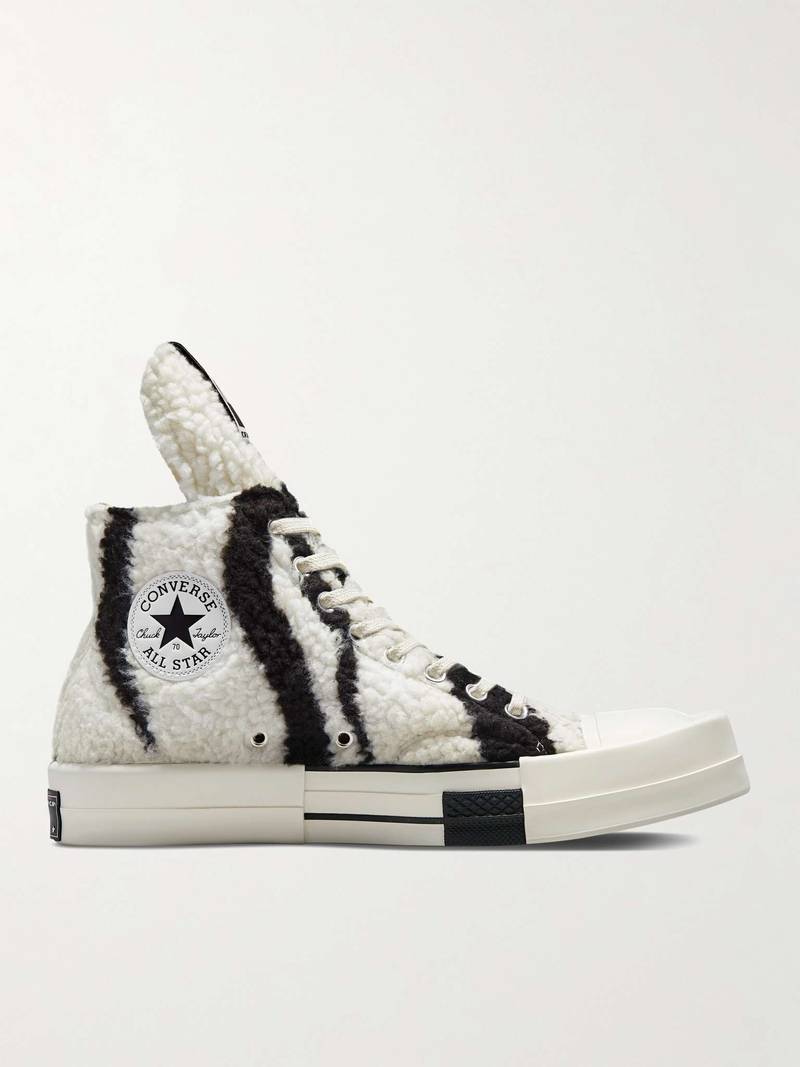 + Converse TURBODRK Chuck 70 Zebra-Print Faux Shearling High-Top Sneakers - 1