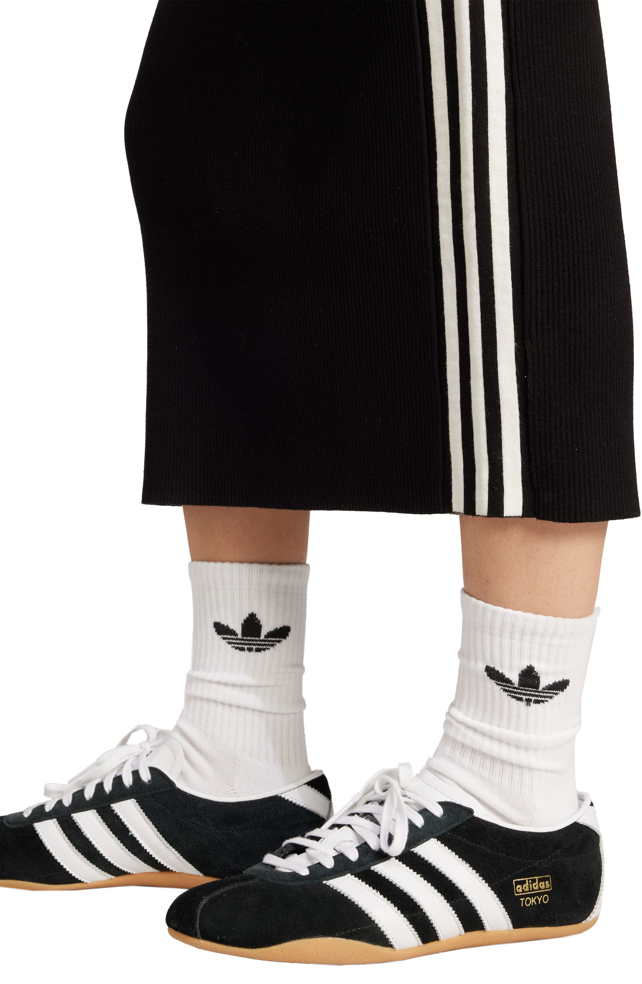 adidas 3-Stripes Knit Midi Skirt in Black at Nordstrom - 6