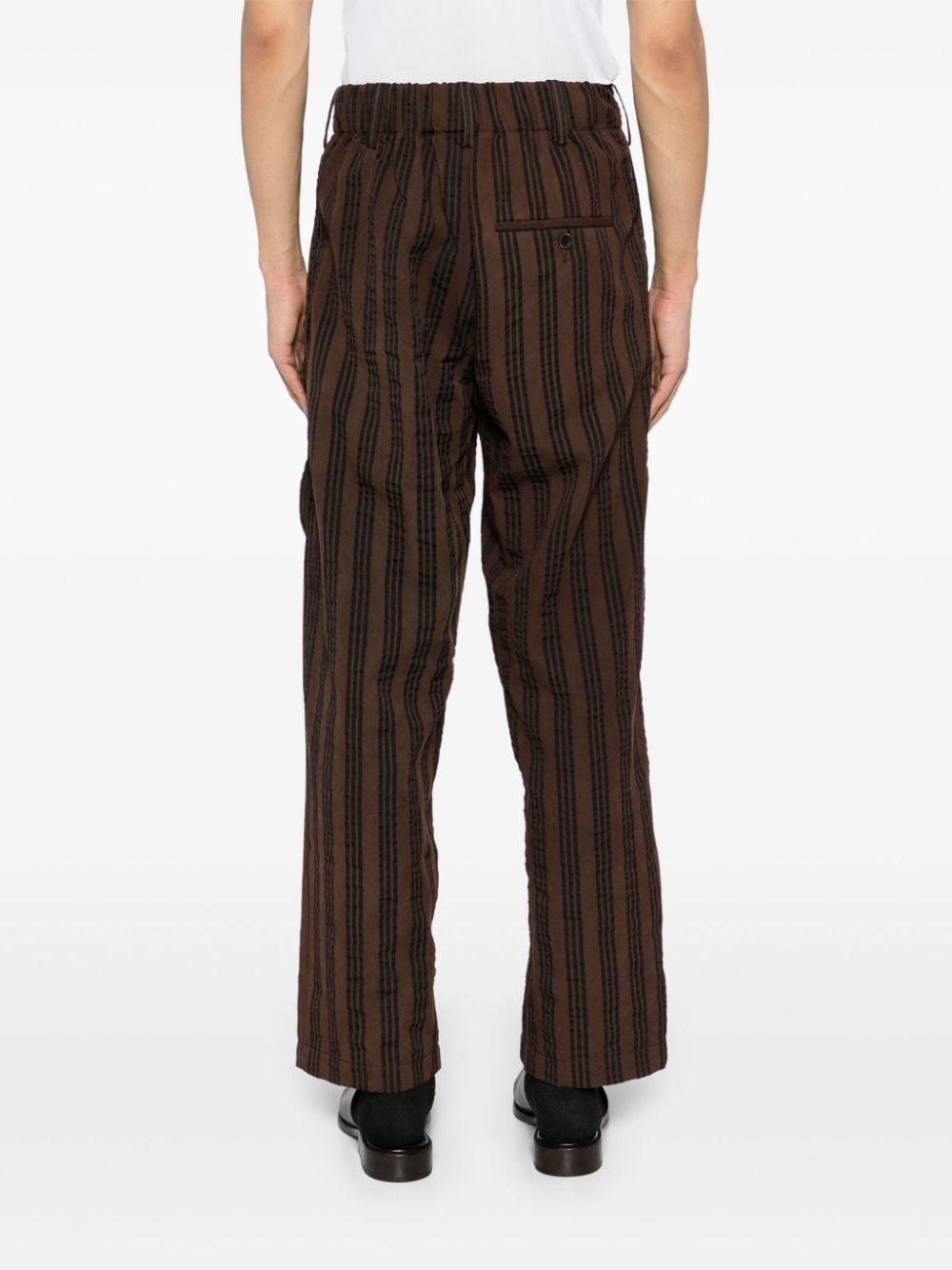 vertical-stripe drop-crotch trousers - 4