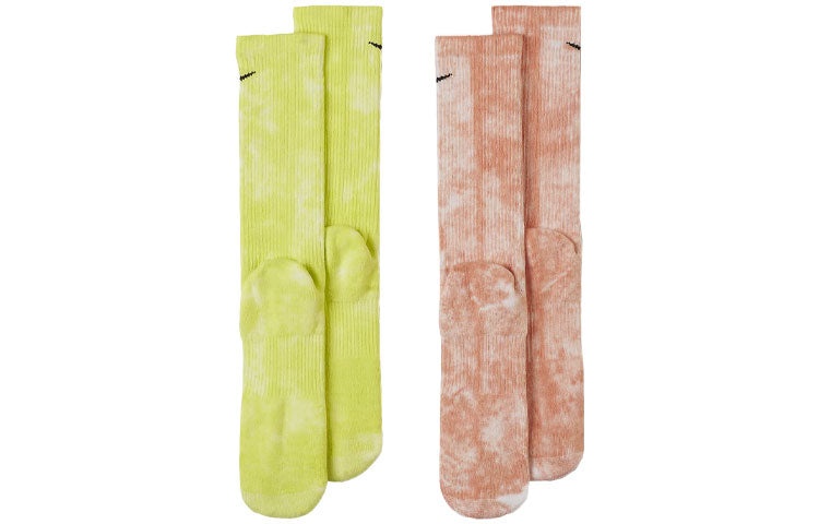 Nike Unisex Everyday Plus Tie Dye Medium Stockings 2 Pairs Yellow/Orange/Red DM3407-904 - 2