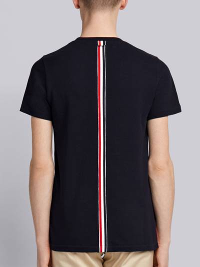 Thom Browne Navy Cotton Pique Center Back Stripe Relaxed Fit Tee outlook