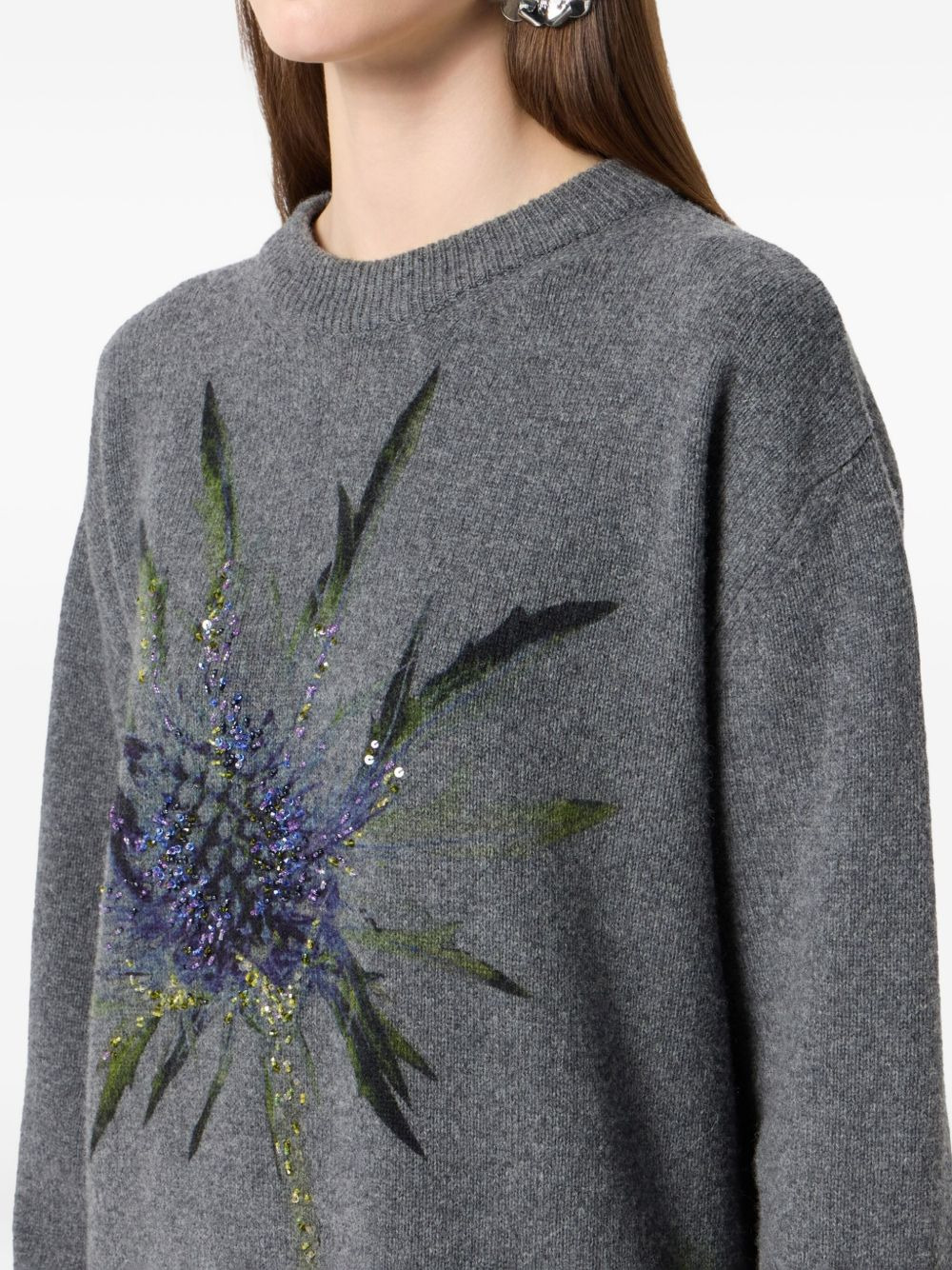 floral-beaded sweater - 5