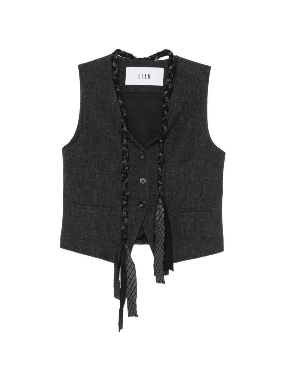 braided-trim sleeveless waistcoat - 1