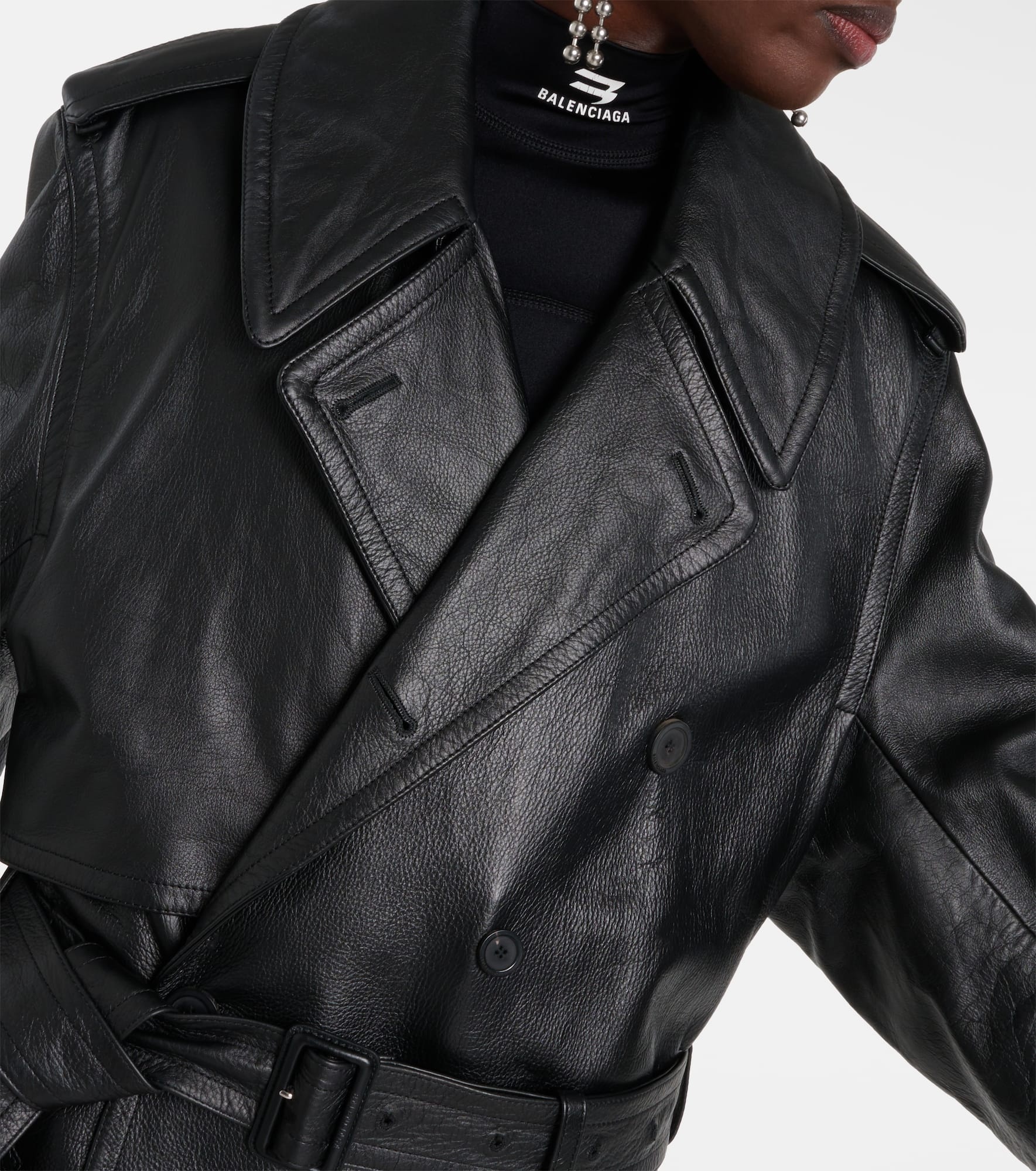 Cocoon leather trench coat - 5