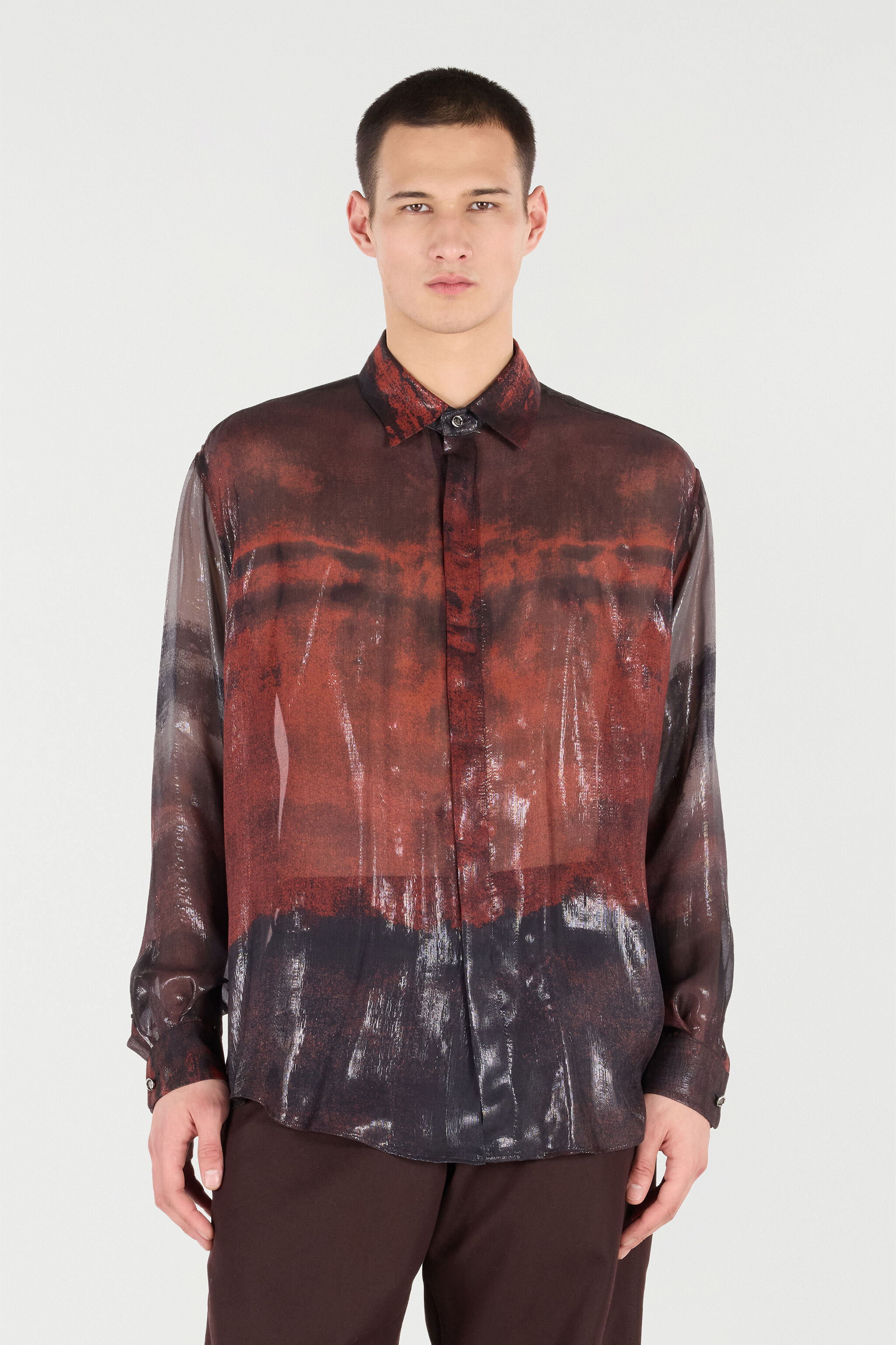 Mottled Effect Silk-Blend Shirt - 3