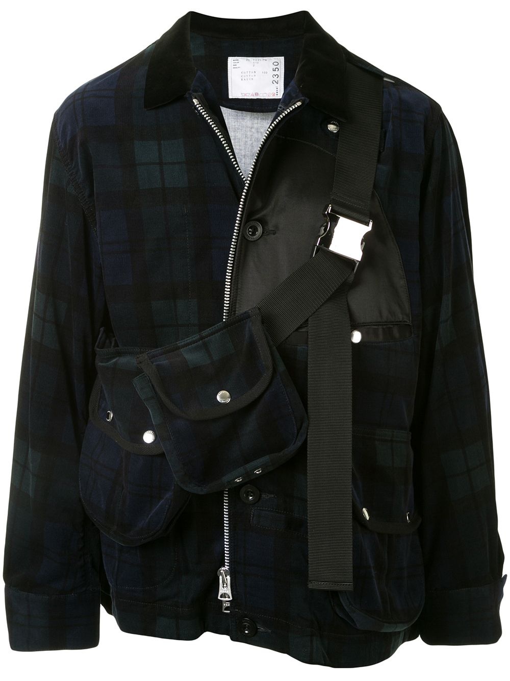 plaid-check zip-up coat - 1