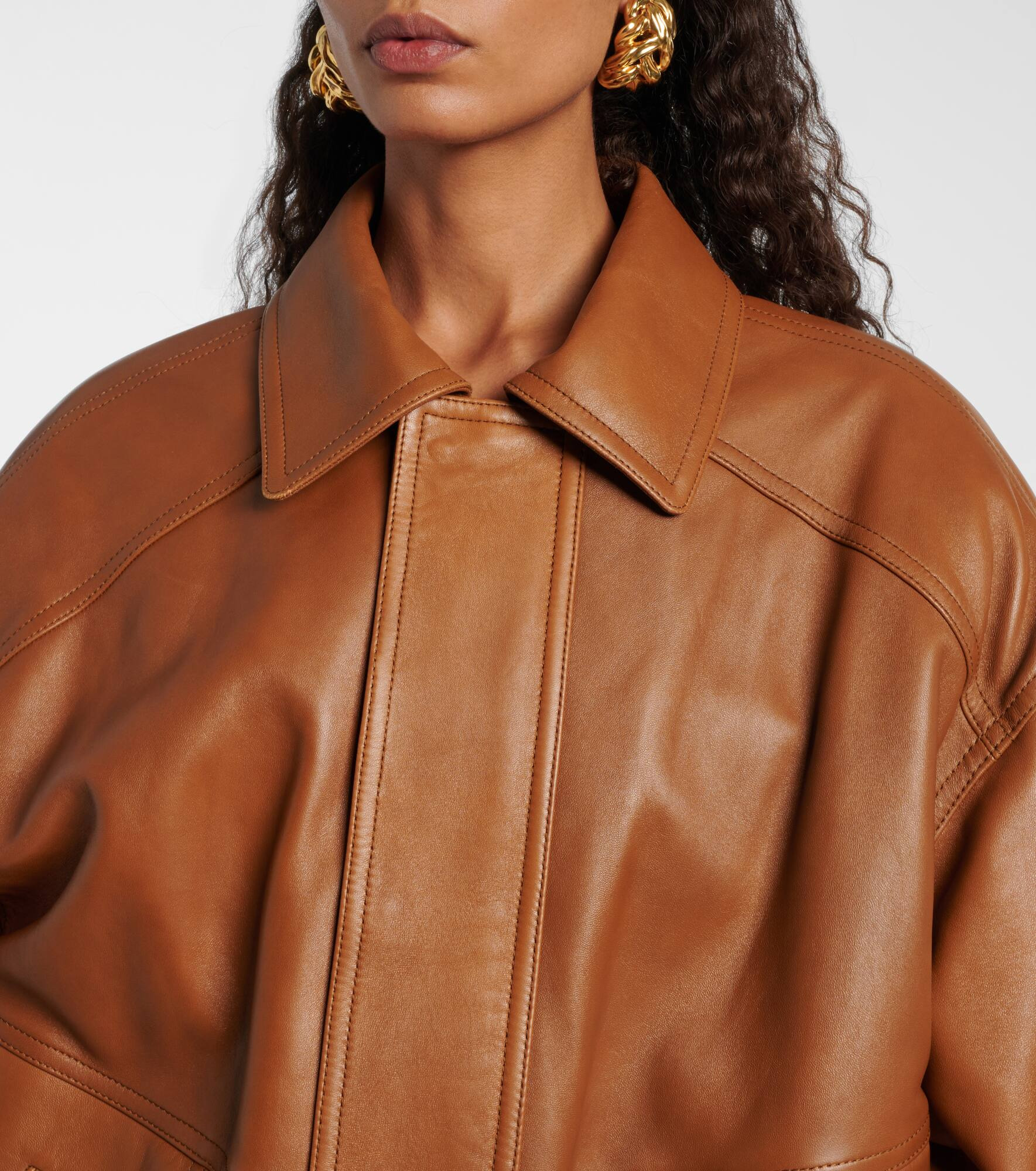 Oversized leather jacket - 4