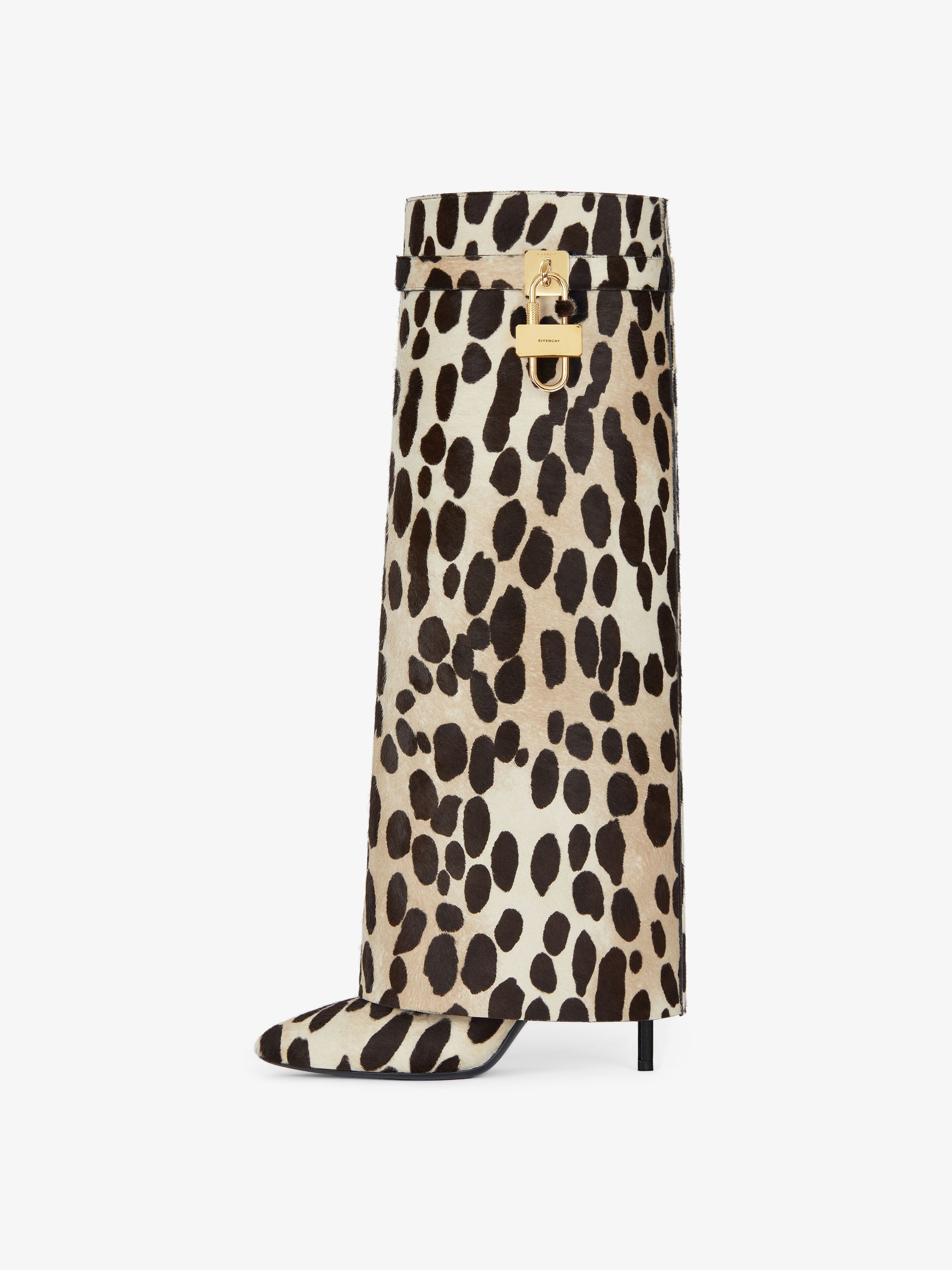 SHARK LOCK STILETTO BOOTS IN PONY WITH LEOPARD PRINT - 4