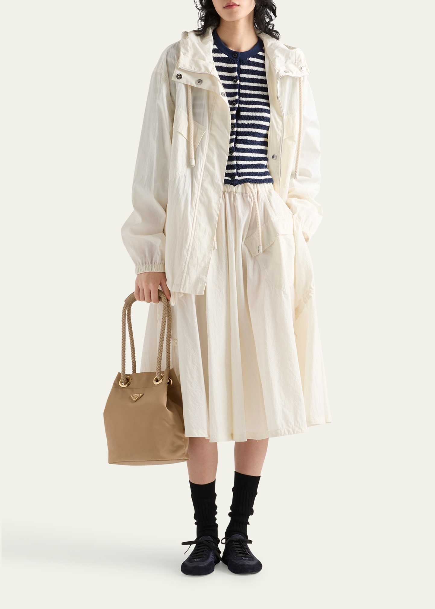 Striped Three-Quarter Sleeve Knit Cardigan - 2