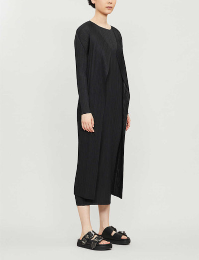 Pleats Please Issey Miyake Basic relaxed-fit pleated knitted jersey coat outlook