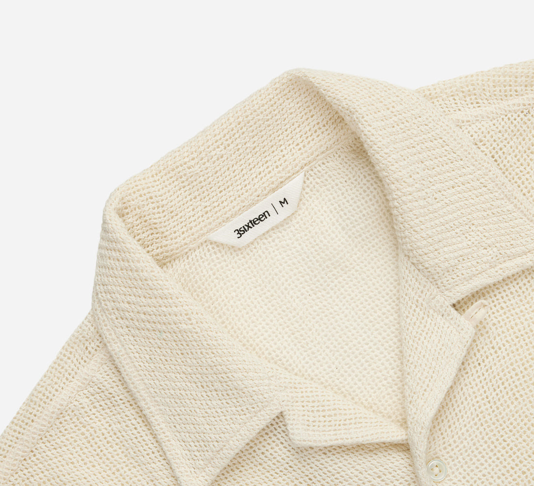 Loop Collar Shirt - Ecru Mesh - 3