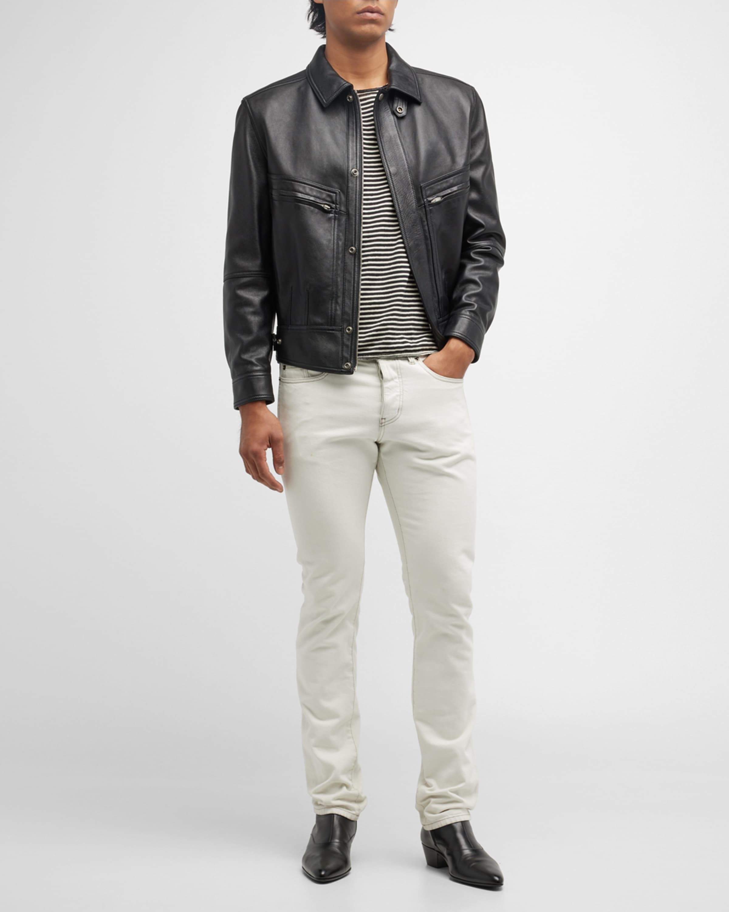 ブルゾン Saint Laurent Leather Bomber Jacket SAINT LAURENT Men's Leather Bomber Jacket | neimanmarcus