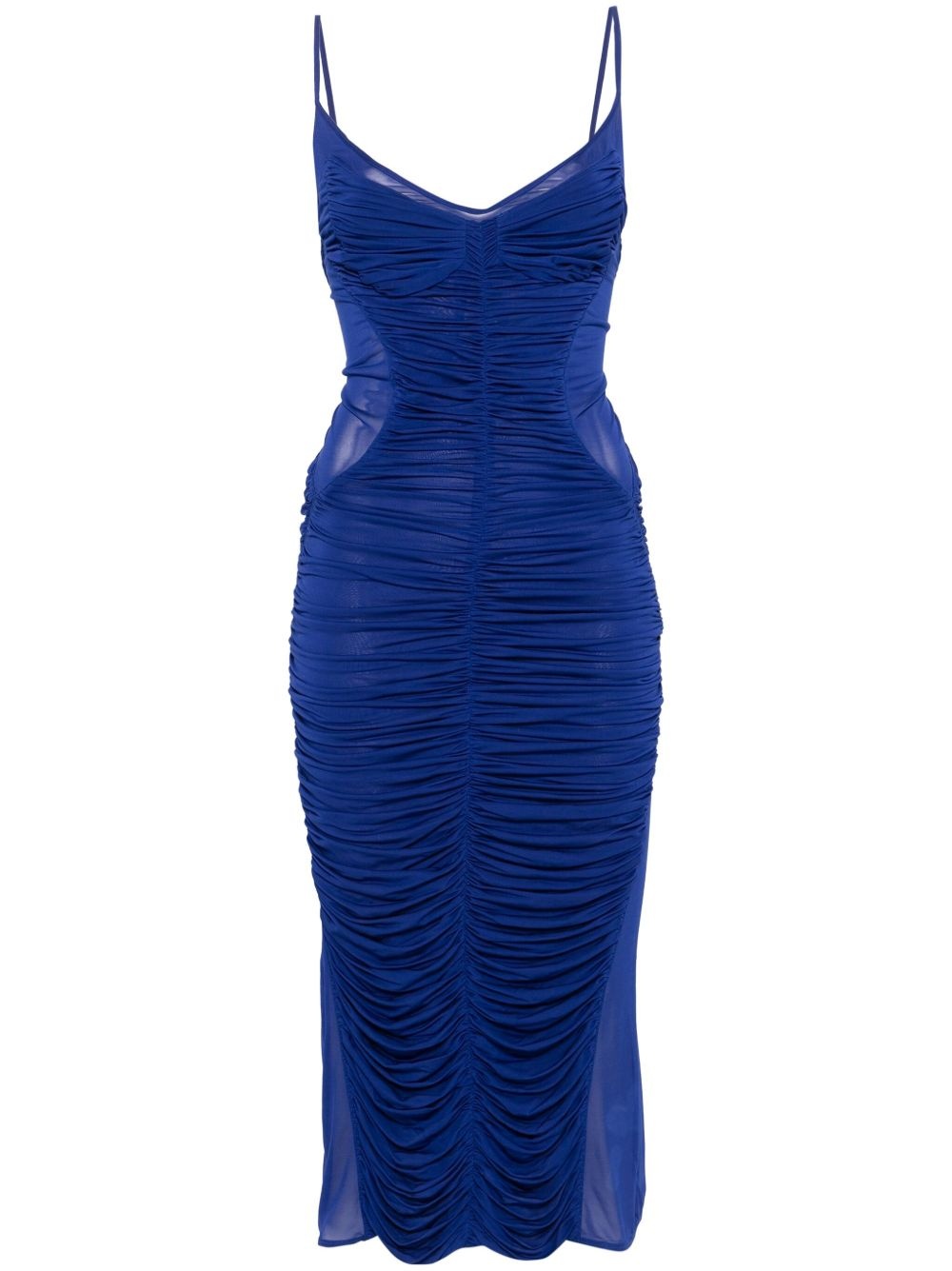 ruched sheer midi dress - 1