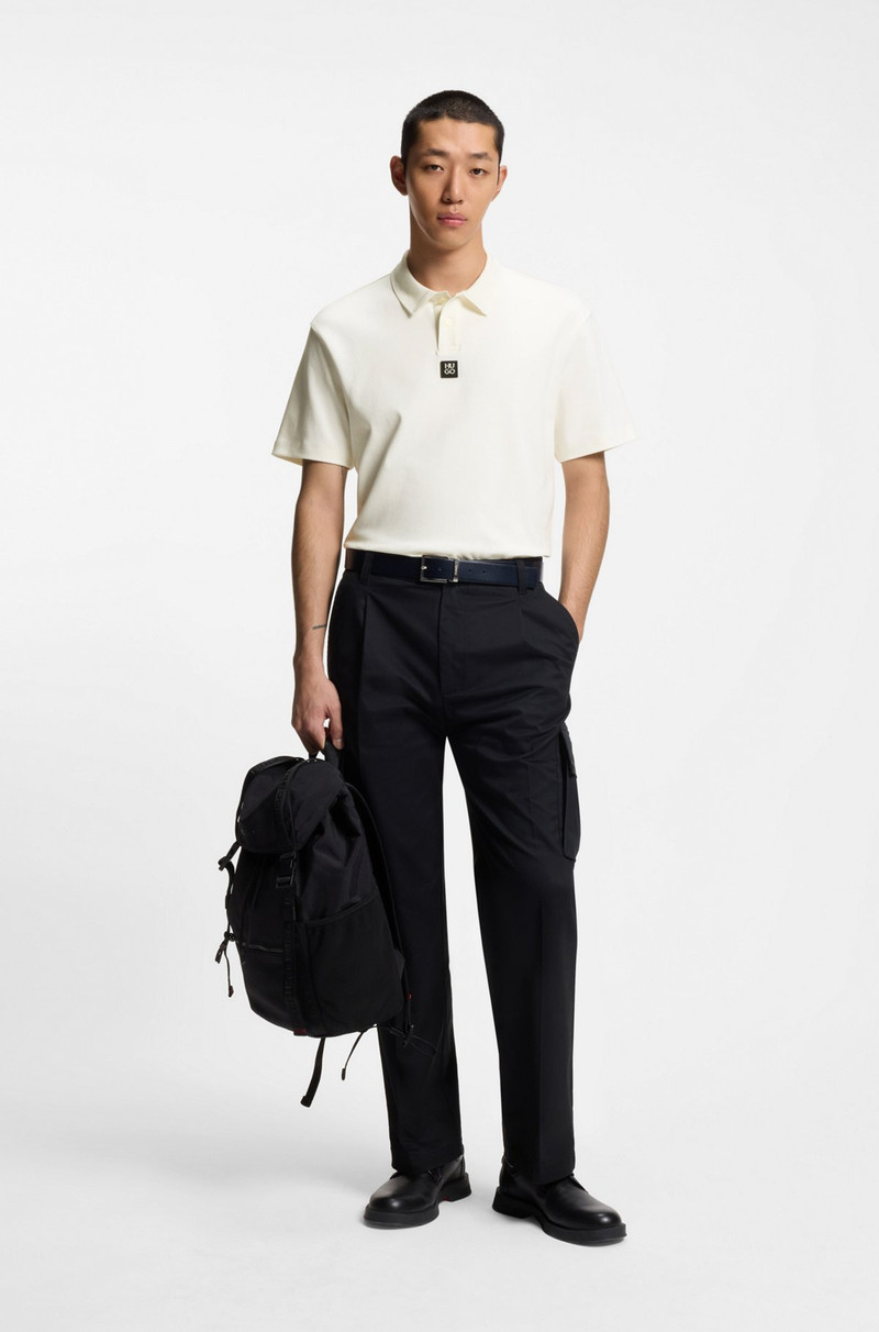 HUGO INTERLOCK-COTTON POLO SHIRT WITH STACKED LOGO outlook
