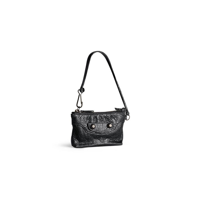 BALENCIAGA Women's Le City Zipped Pouch Charm in Black outlook