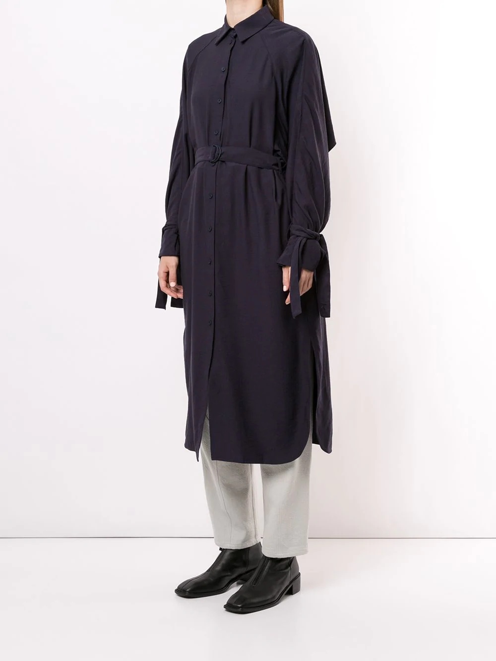 belted shirt dress with cape detail - 3