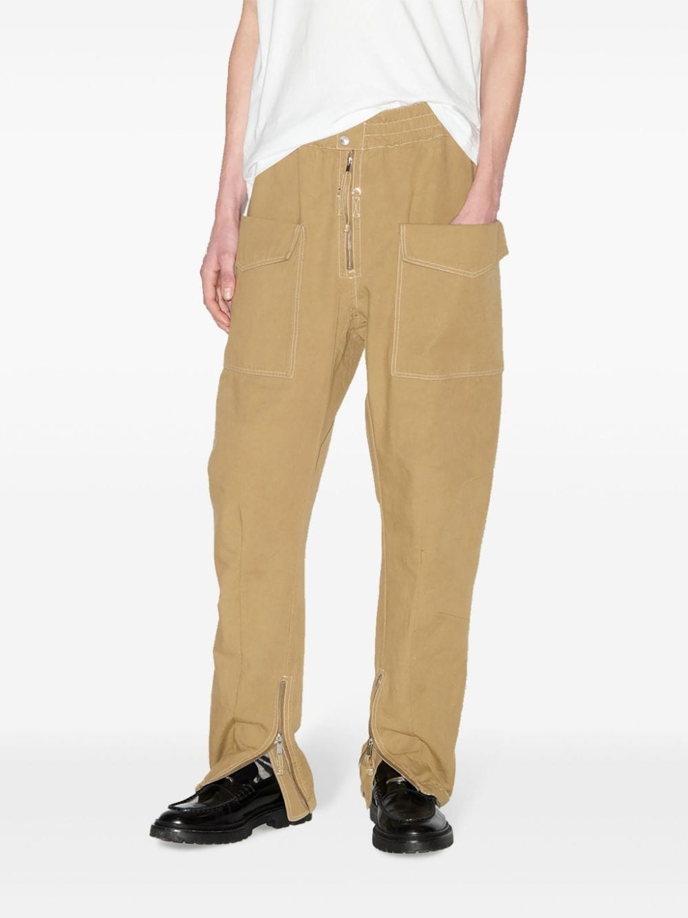 zip-detail cargo trousers - 3