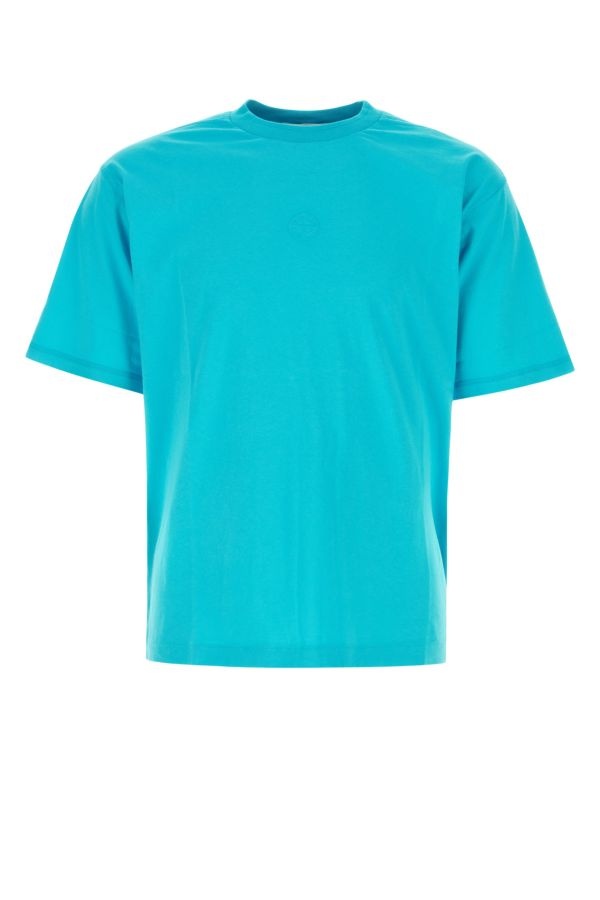 STONE ISLAND Turquoise Cotton T-Shirt - 1