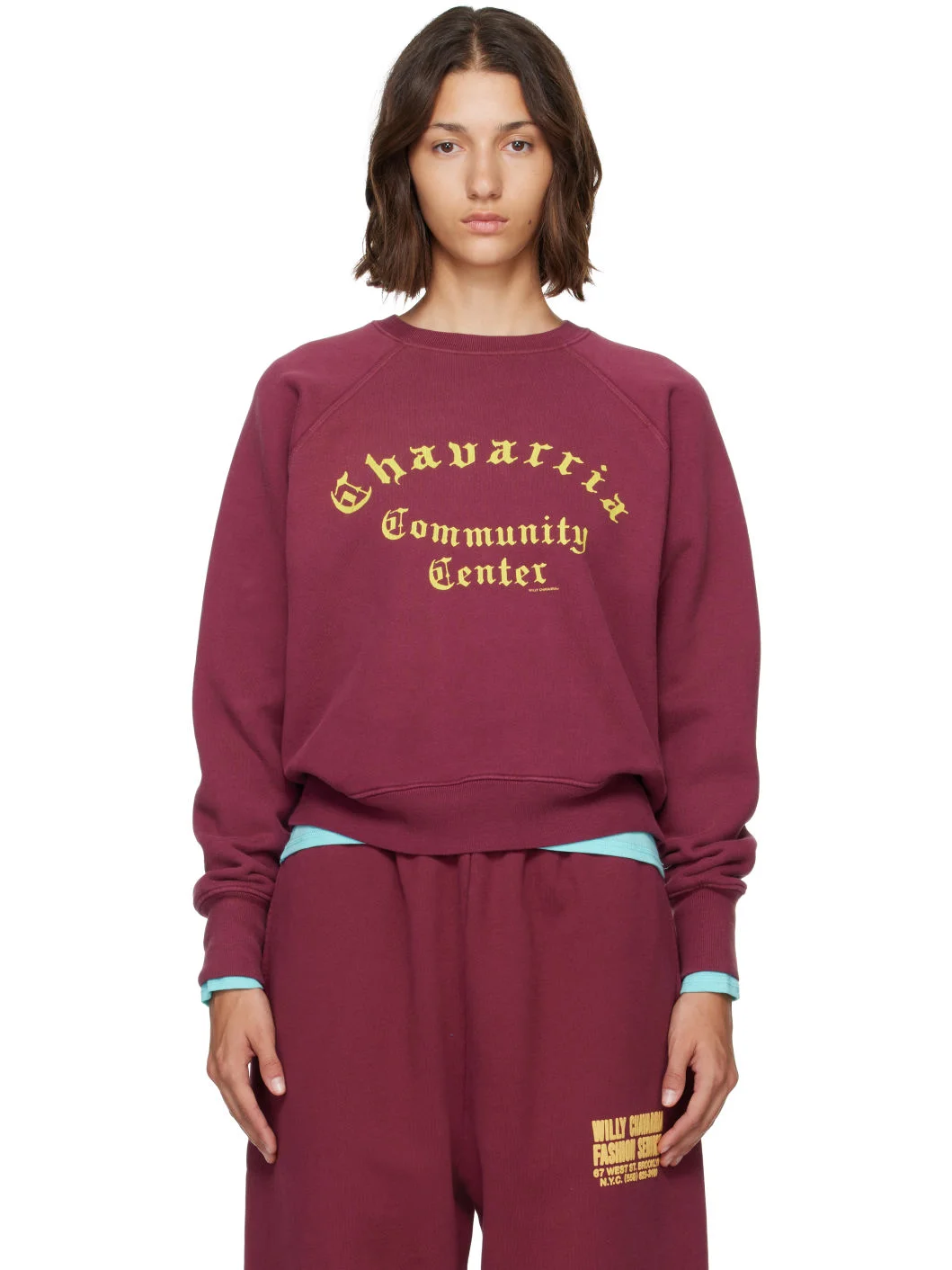 Burgundy 'Community Center' Raglan Sweatshirt - 1