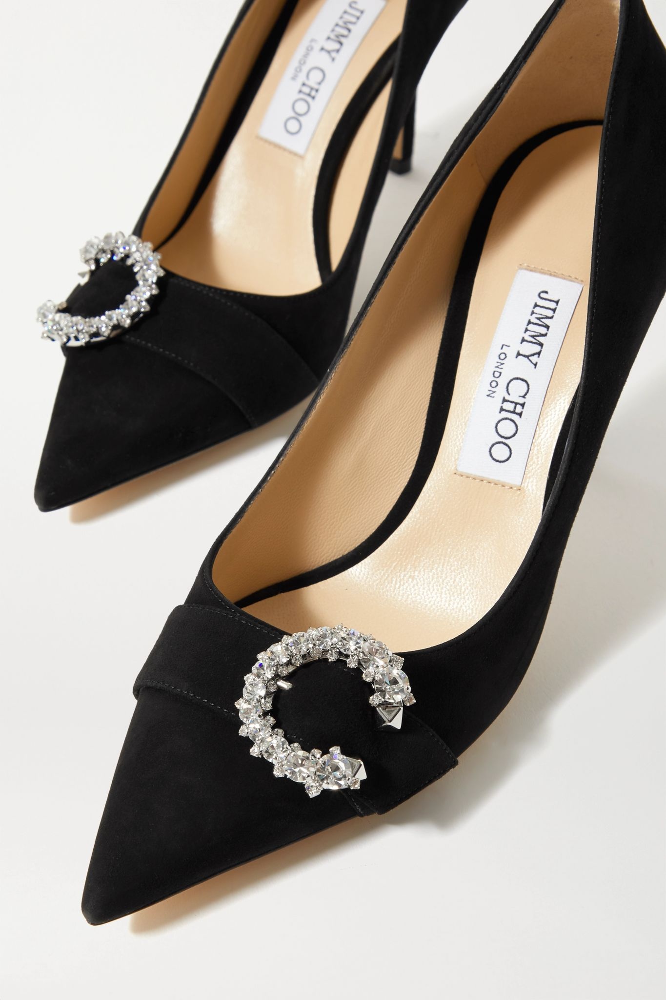 Saresa 85 crystal-embellished suede pumps - 4