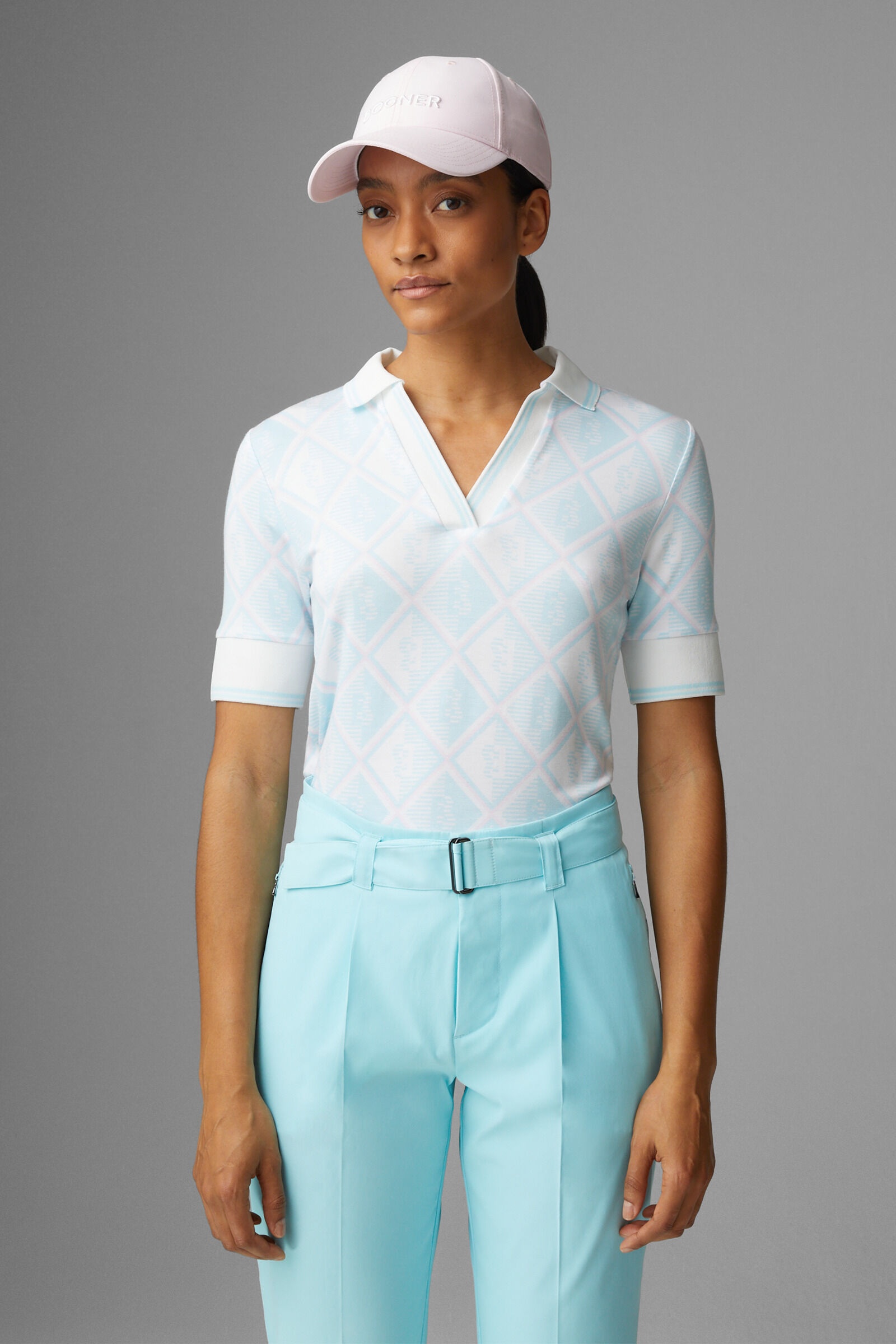 Elonie Printed polo shirt in Light blue/Off-white/Rose - 2