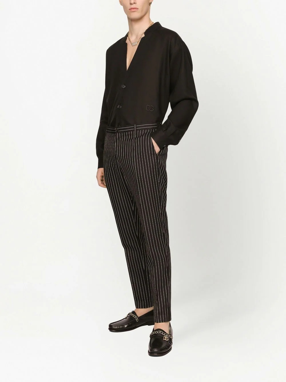 pinstripe jacquard tailored trousers - 3