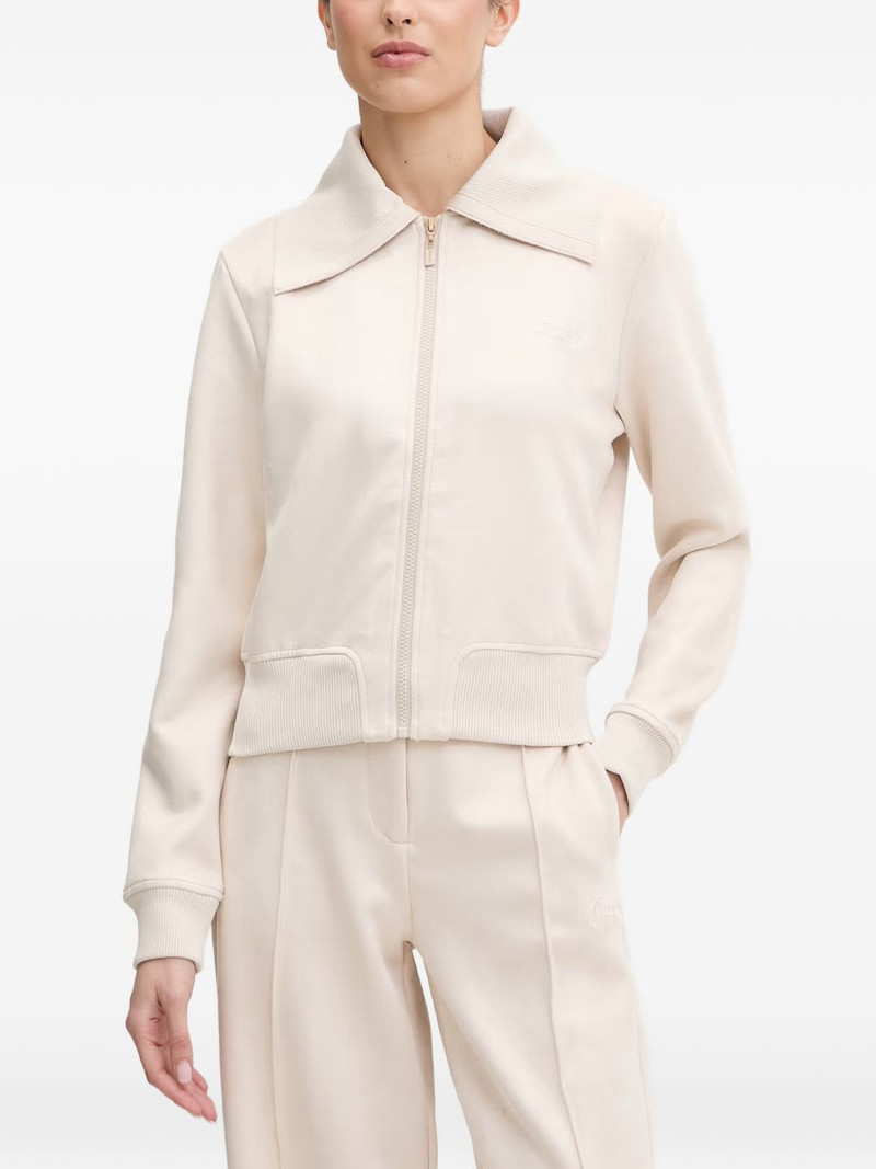 ribbed collar zip sweater 1