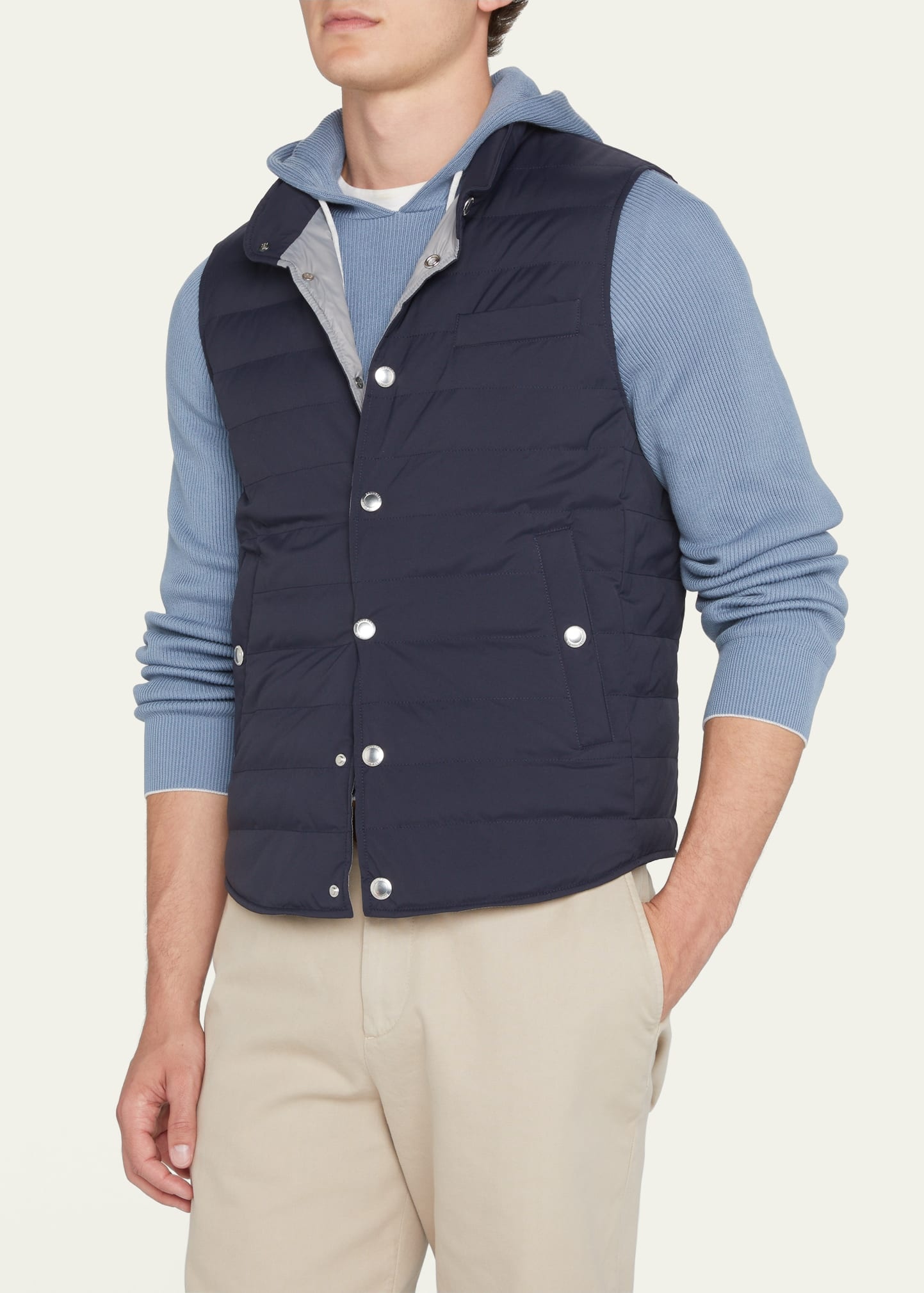 Men's Snap-Front Quilted Down Vest - 4