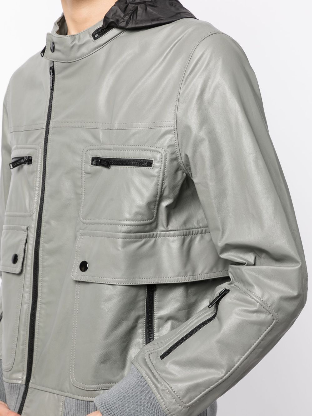zip-up biker jacket - 6