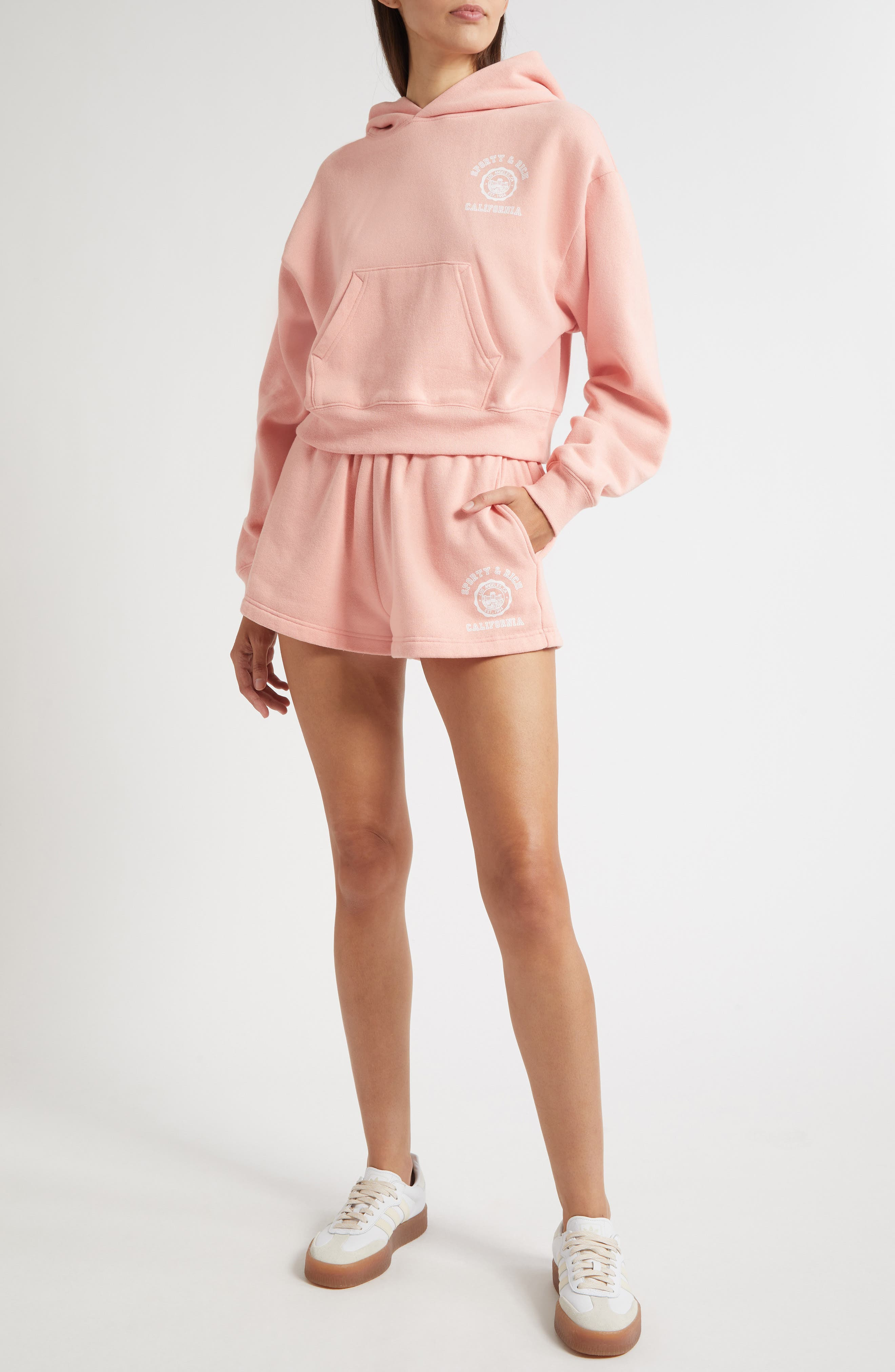 Sporty & Rich California Emblem Cotton Hoodie in Carnation at Nordstrom - 7
