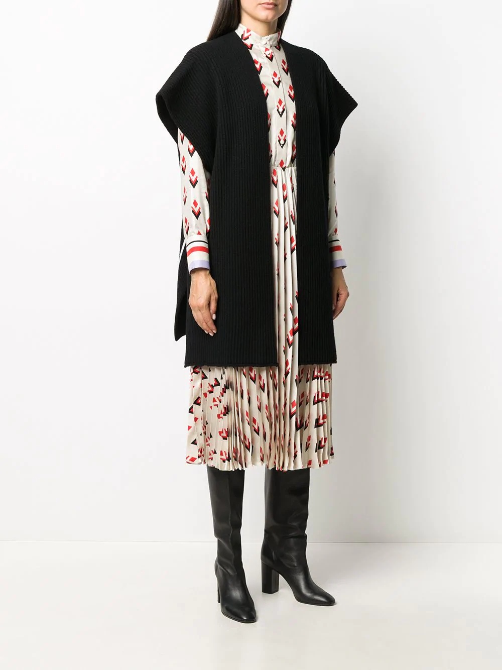 VLTN intarsia-knit poncho - 4