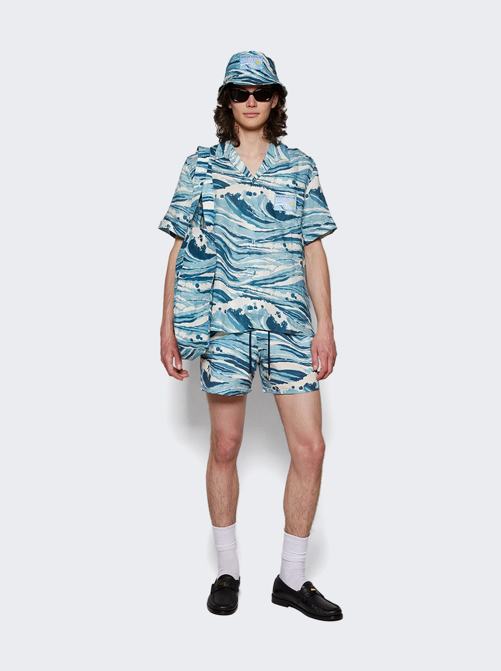 X Maison Kitsune Moorise Wave Swim Shorts Blue - 2
