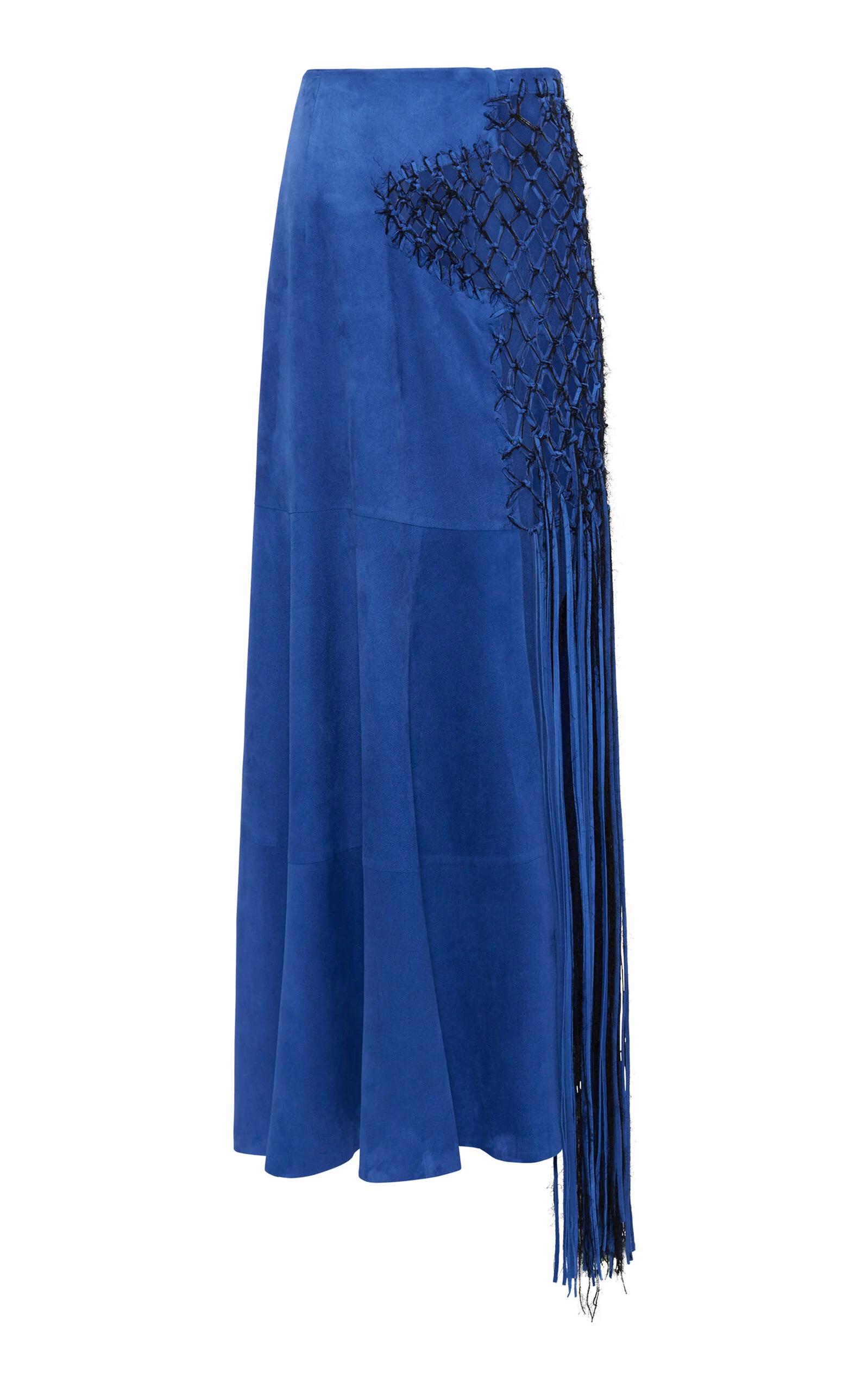 Riverine Fringed Suede Maxi Skirt blue - 1