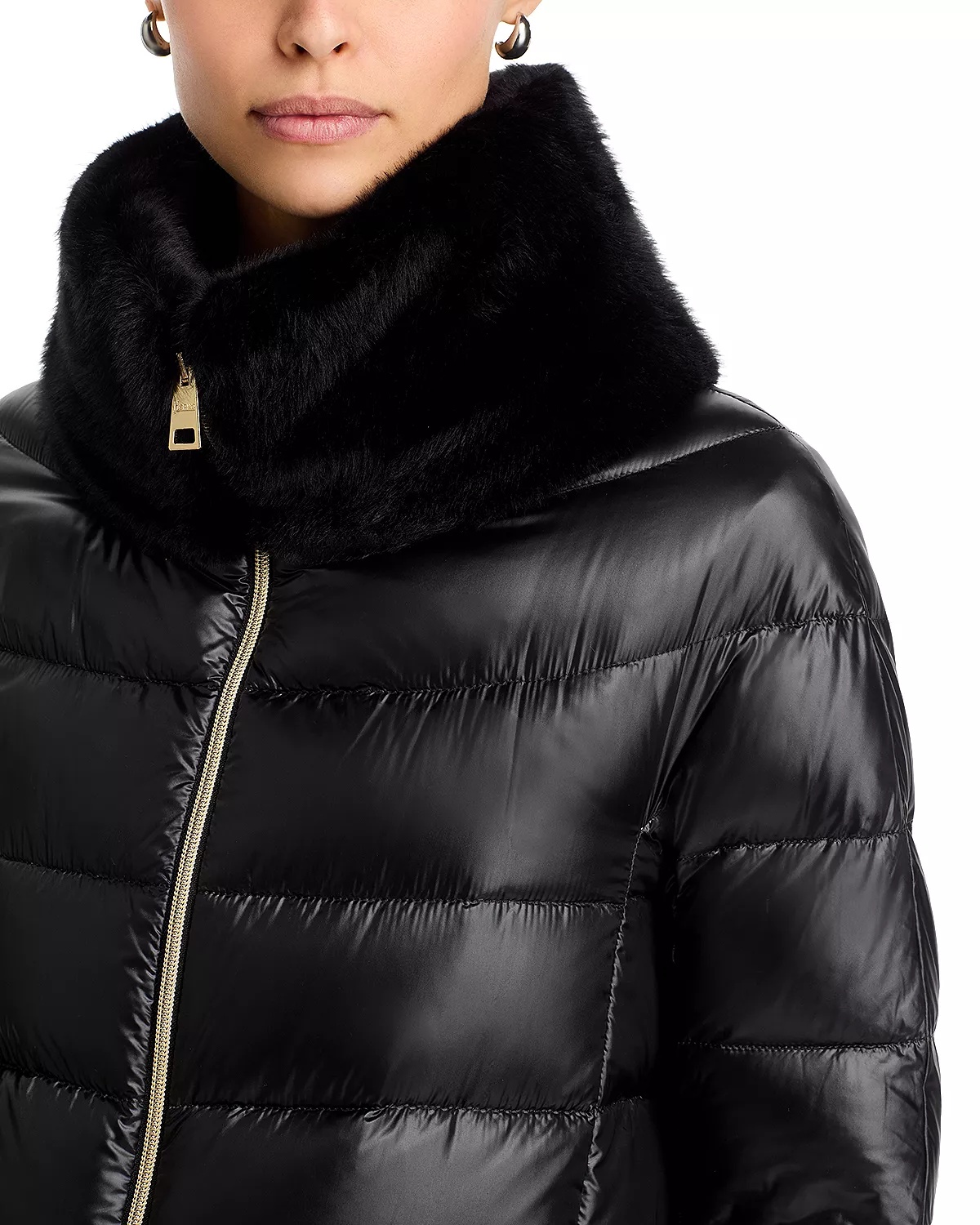 Quilted Faux Fur Trim Coat - 6