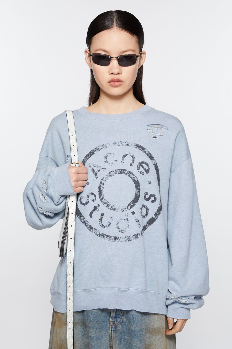 Acne Studios Sweater logo print distressed - Blue melange outlook