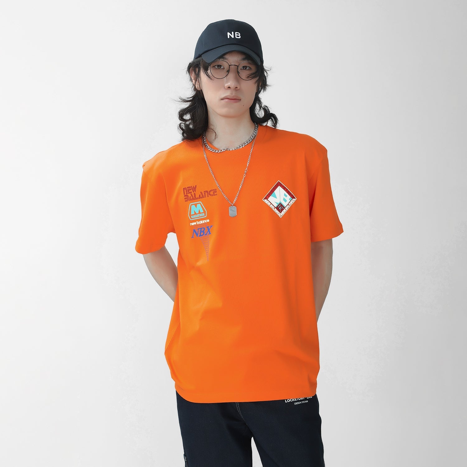New Balance x Salehe Bembury Unisex Printing Logo Round-neck Tee Orange MT11563-VRO - 7