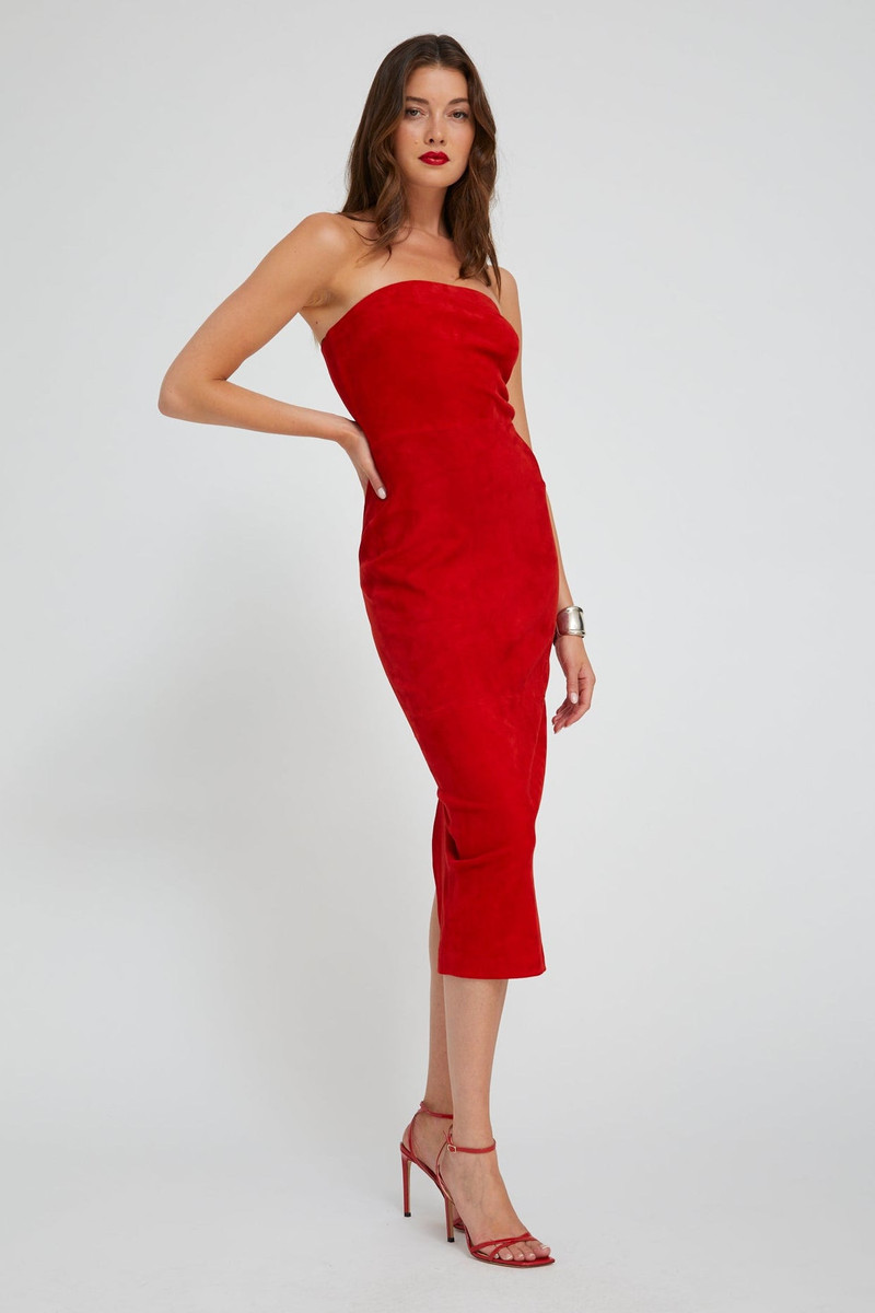 RED SUEDE TUBE DRESS 3