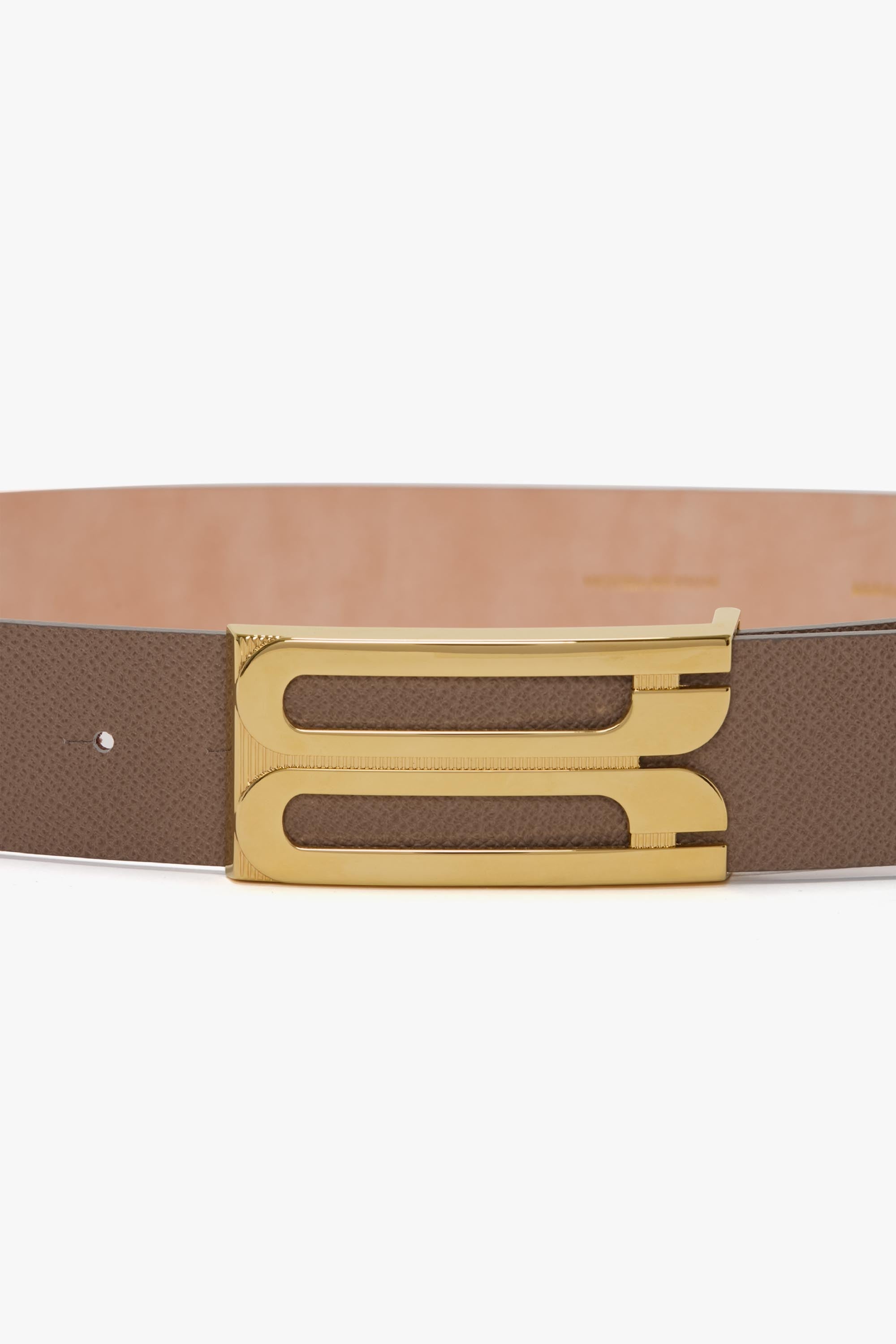 Jumbo Frame Belt In Dove Grey Grained Leather - 2