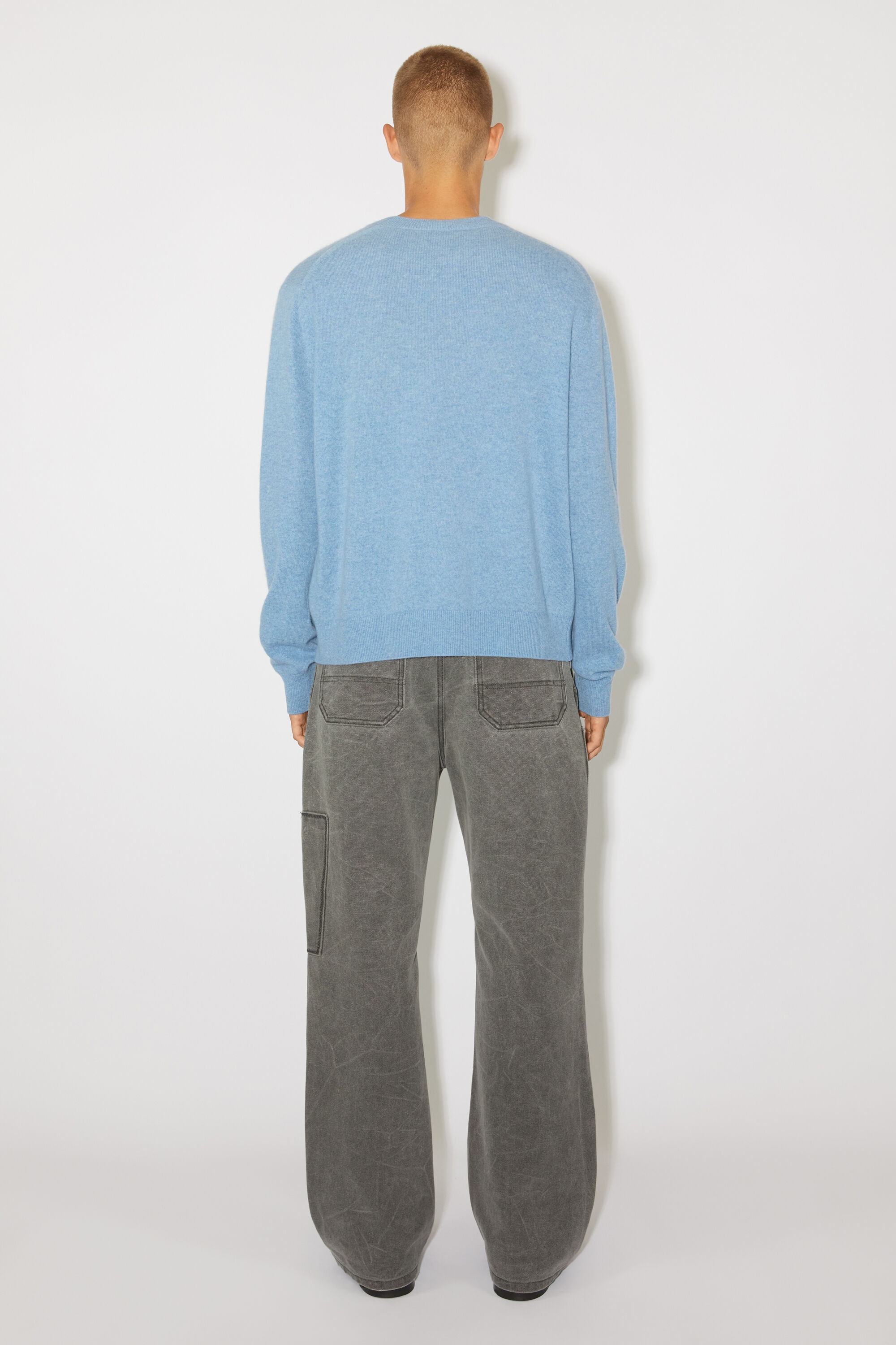 Crew neck knit jumper - Steel blue melange - 3