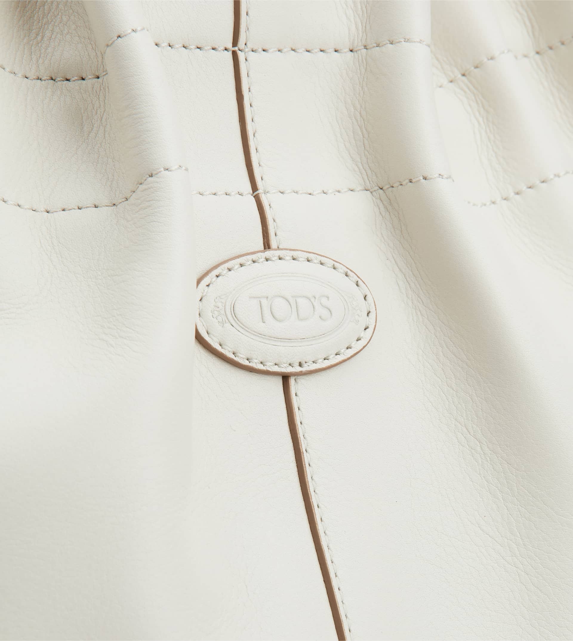 TOD'S DI BAG BUCKET BAG IN LEATHER SMALL WITH DRAWSTRING - WHITE - 4