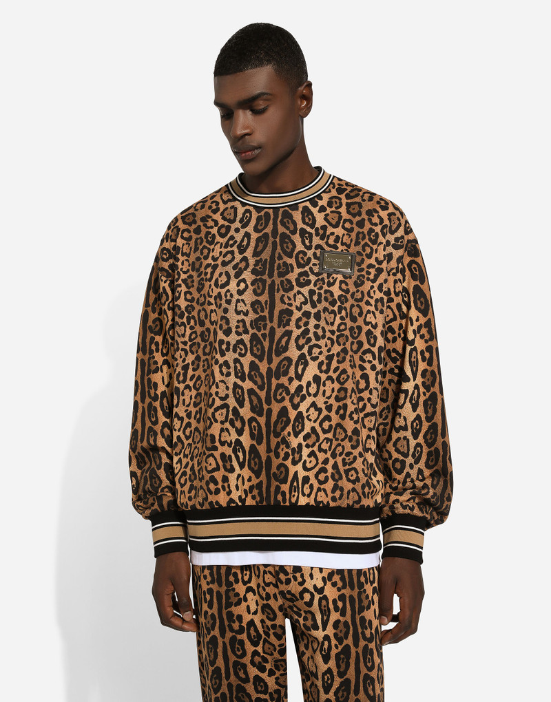 Round-neck sweatshirt with leopard-print Crespo and tag 4