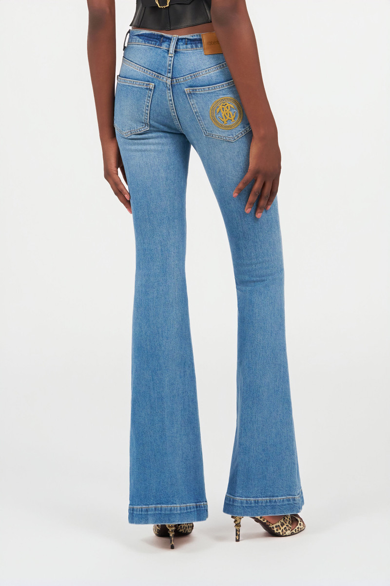 Blue Flared Jeans with Monogram RC 4