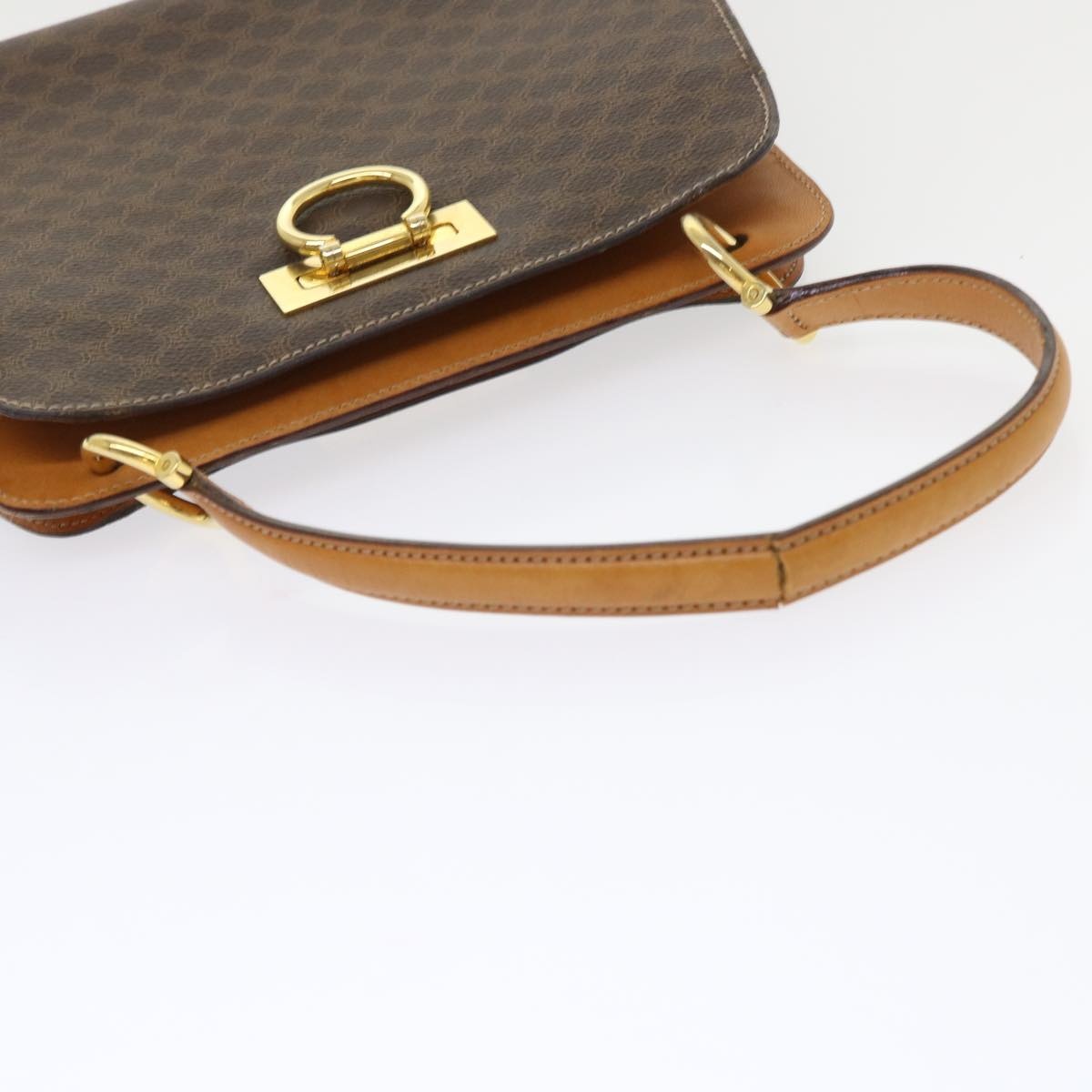 CELINE Macadam Canvas Hand Bag Pvc Leather Brown - 7