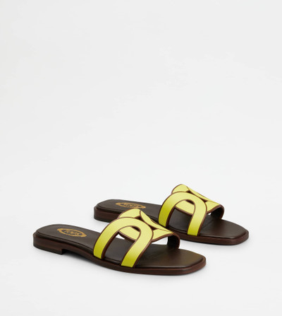 Tod's SANDALS IN LEATHER - YELLOW, BROWN outlook