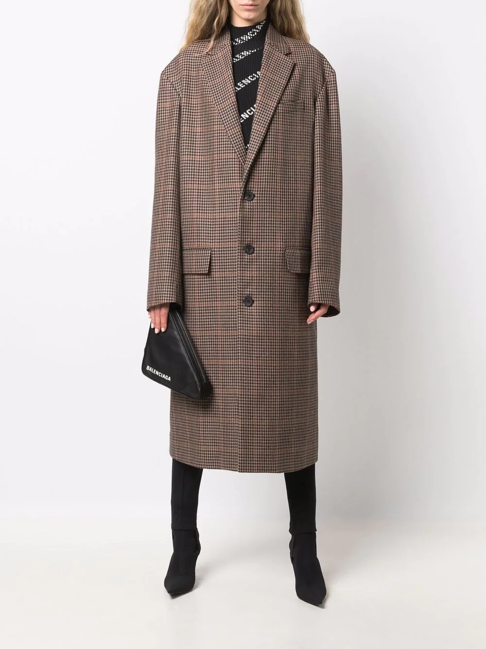 boxy check-pattern coat - 3