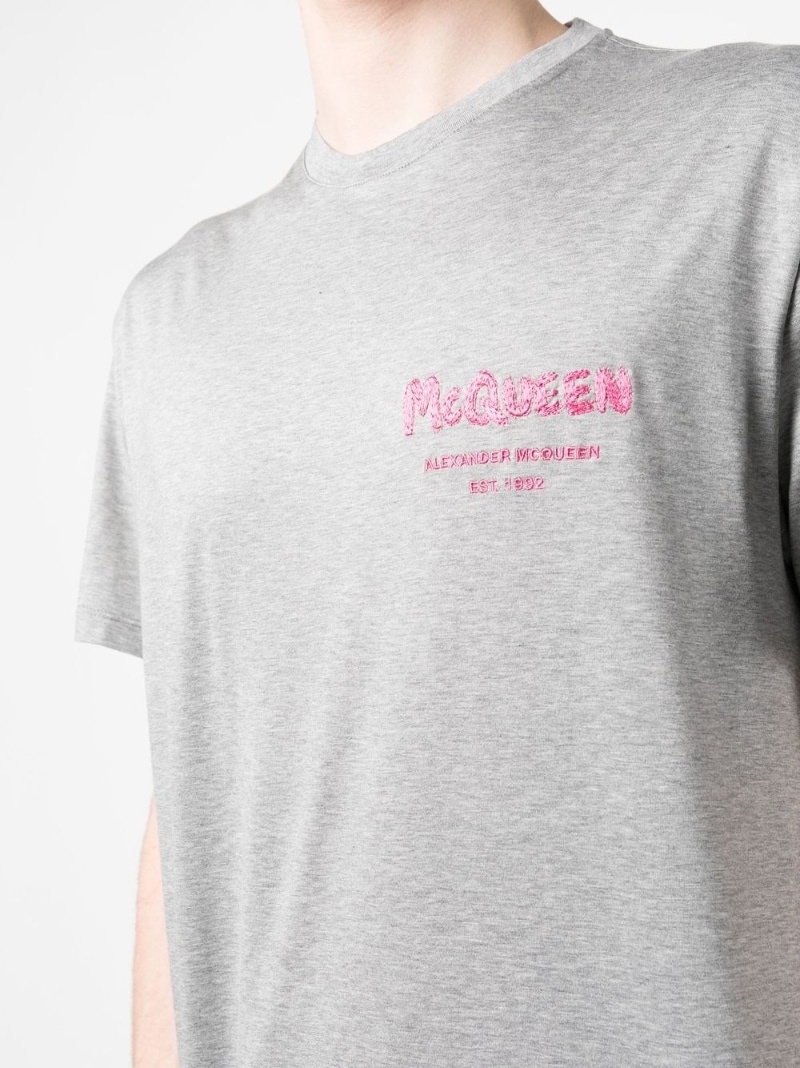 logo-embroidery cotton T-shirt - 5