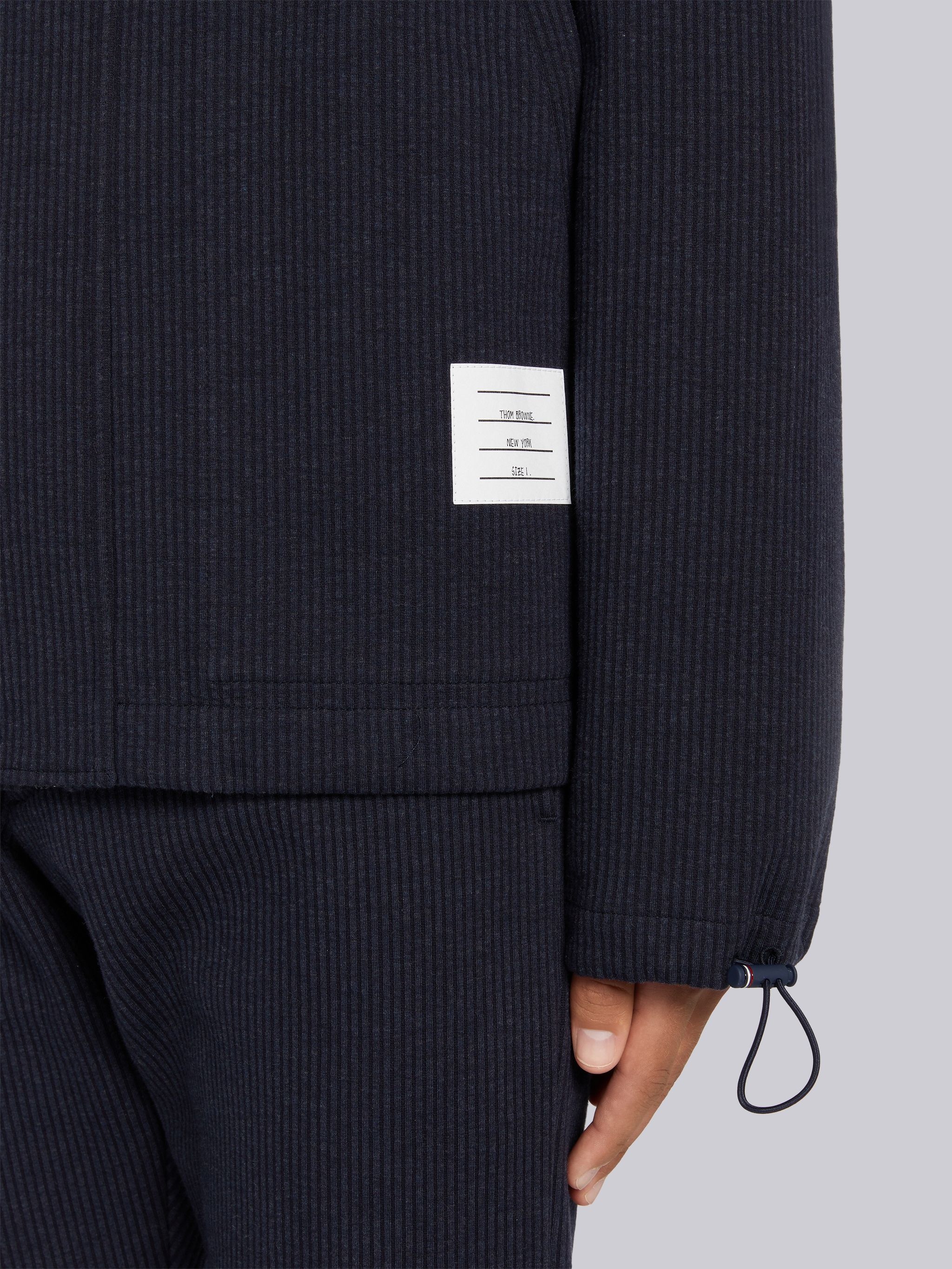 Navy Double Face Tech Seersucker Snap Front Hooded Parka - 6